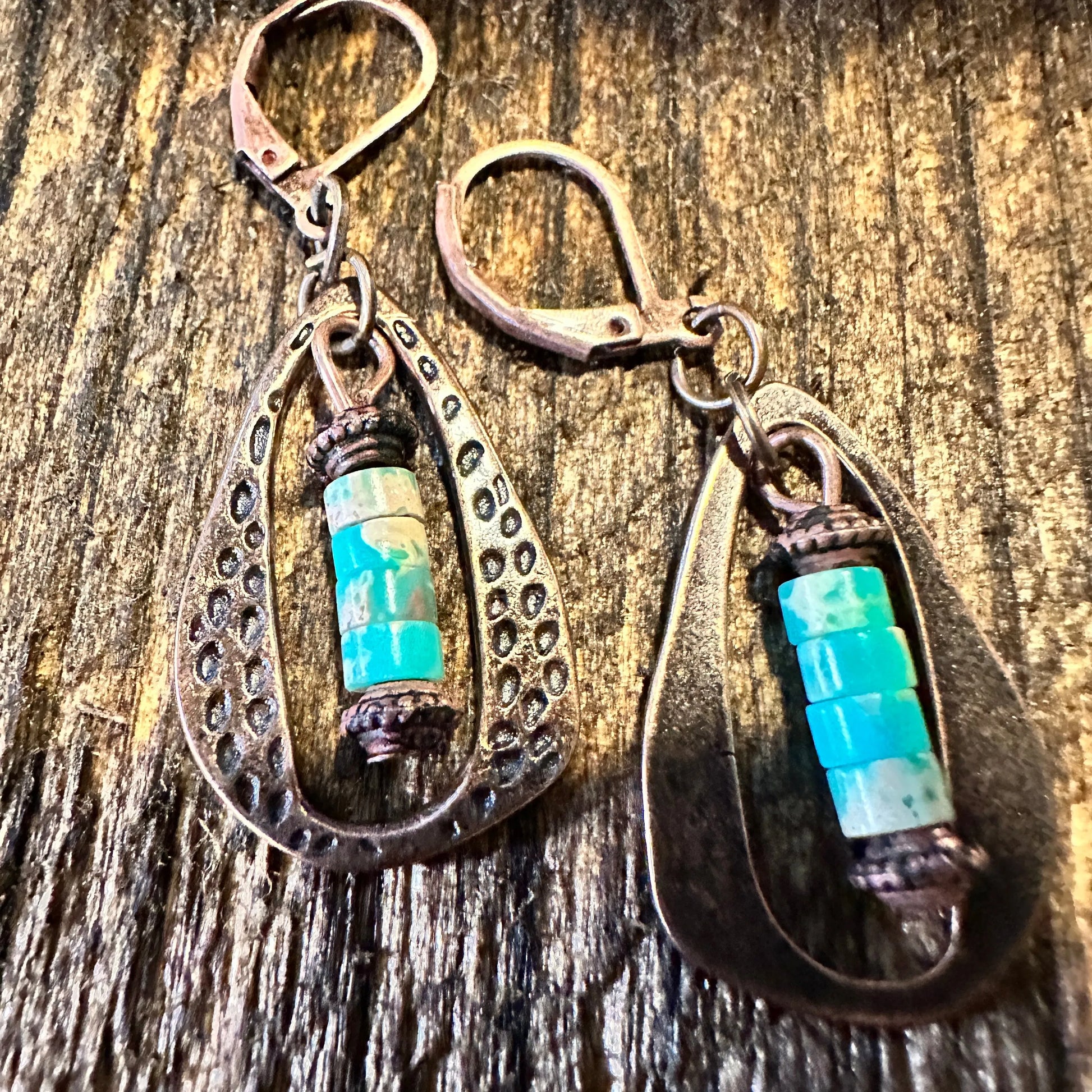 Boho Hippie Western Delicate Copper & Turquoise Drop Wire Earrings, Gift BoxBoho Hippie Western Delicate Copper & Turquoise Drop Wire Earrings, Gift Box - Premium Drop Wire Earring from Silver Elegant - Just $13! Shop now at Silver Elegant