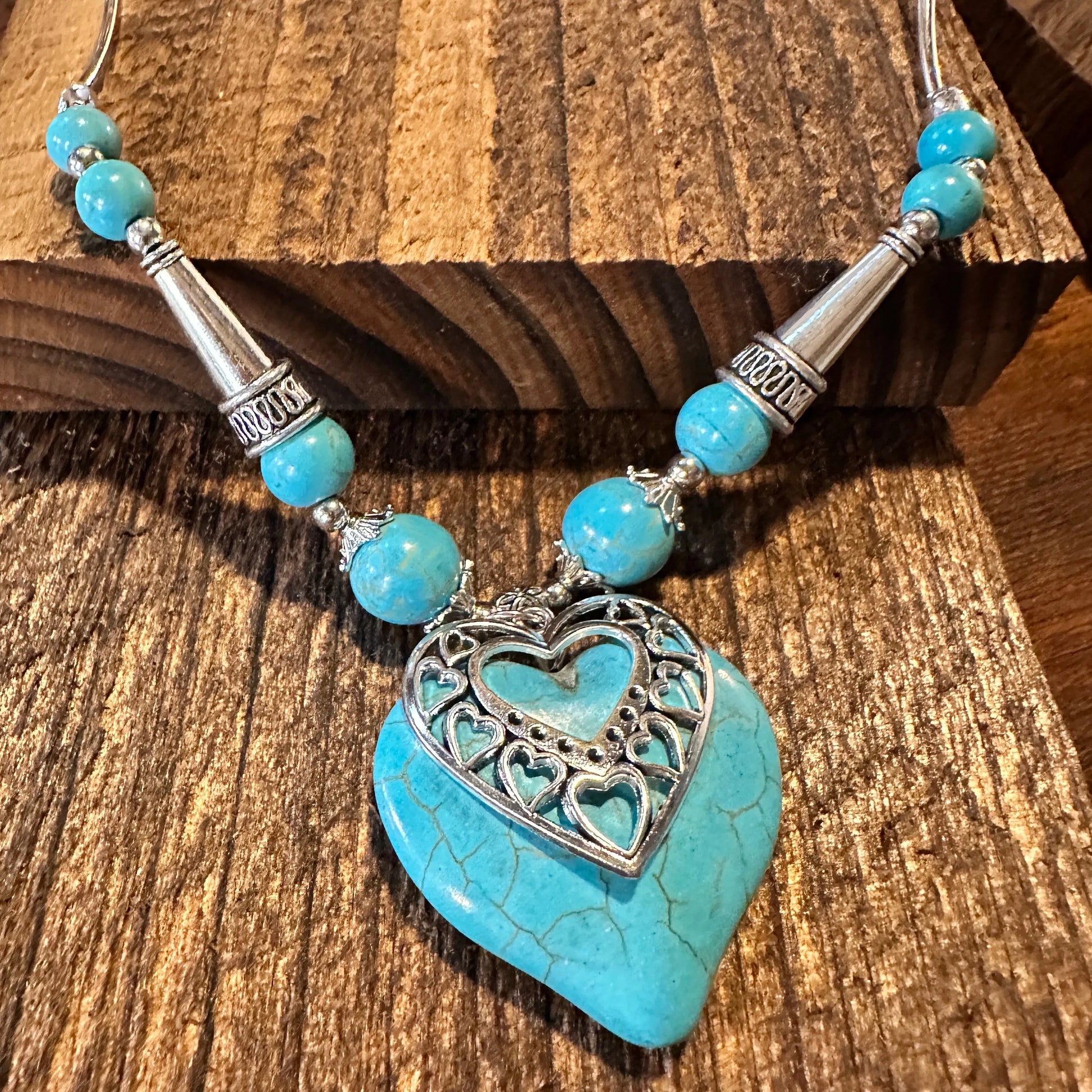 Boho Western Cowgirl Turquoise Adjustable Heart Necklace, Gift BoxBoho Western Cowgirl Turquoise Adjustable Heart Necklace, Gift Box - Premium Pendant Necklace from Silver Elegant - Just $24! Shop now at Silver Elegant