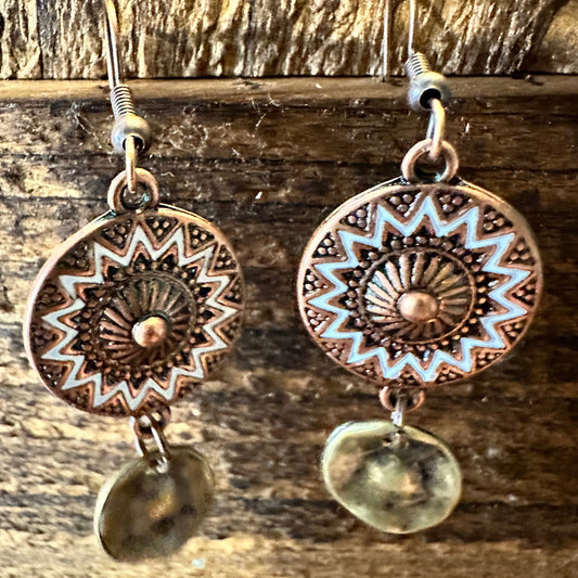 Boho Hippie Western Delicate Copper Sunshine Drop Wire Earrings, Gift BoxBoho Hippie Western Delicate Copper Sunshine Drop Wire Earrings, Gift Box - Premium Drop Wire Earring from Silver Elegant - Just $13! Shop now at Silver Elegant