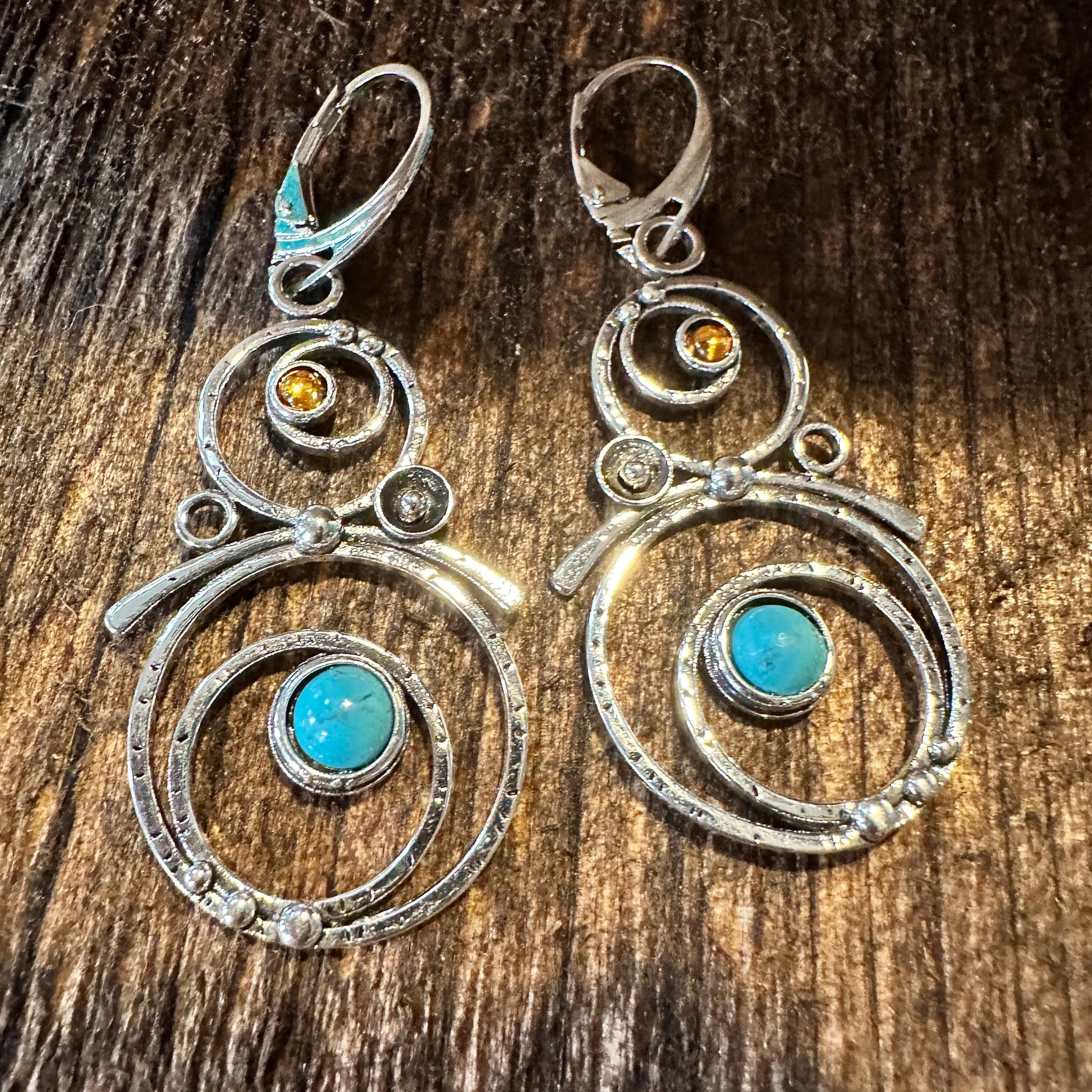 Boho Hippie Western Turquoise Stone Circle Silver Drop Wire Earrings, Gift BoxBoho Hippie Western Turquoise Stone Circle Silver Drop Wire Earrings, Gift Box - Premium Drop Wire Earring from Silver Elegant - Just $13! Shop now at Silver Elegant