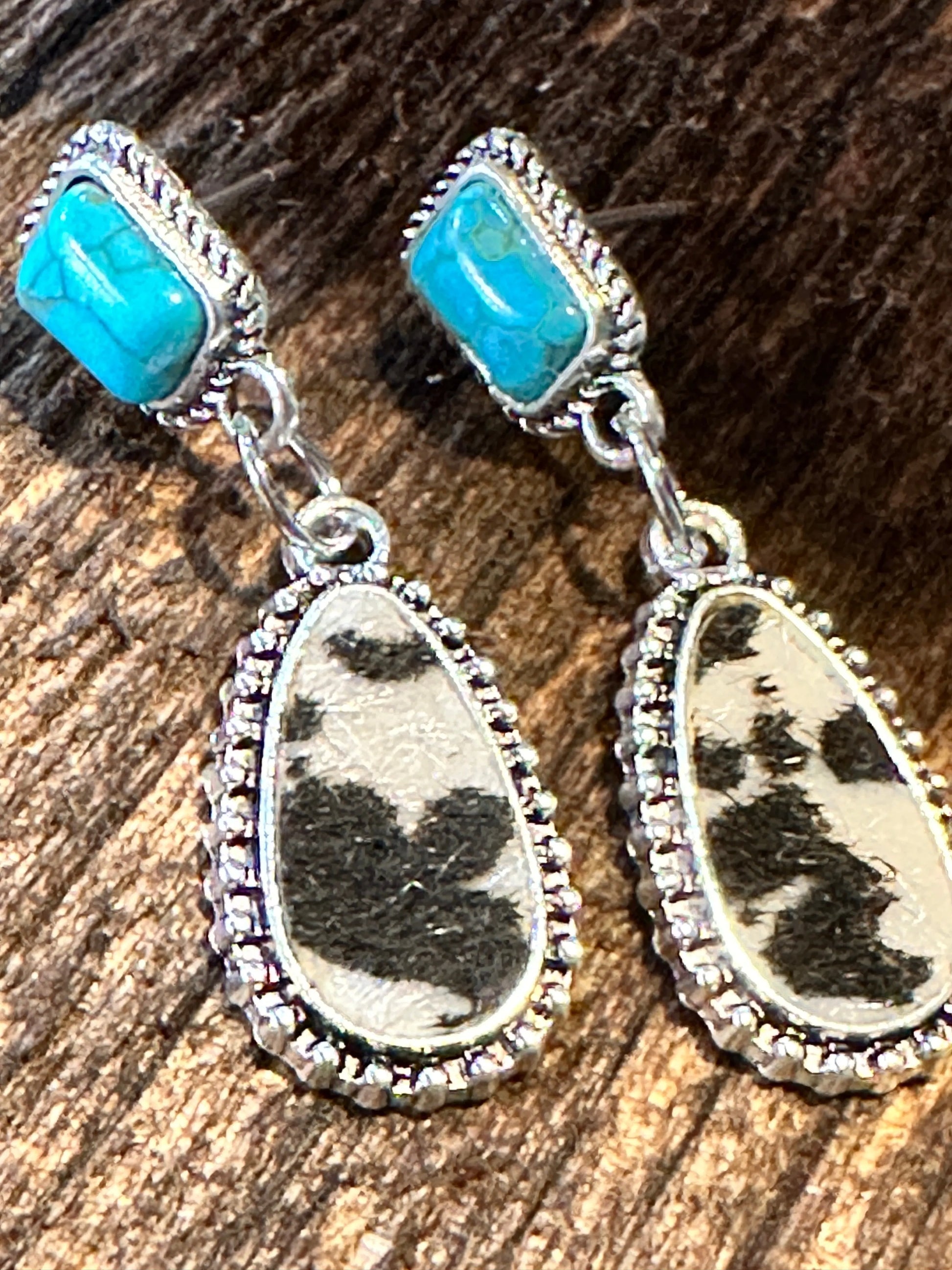 Boho Hippie Western Cowgirl Turquoise Stone Silver Drop Stud Earrings, Gift BoxBoho Hippie Western Cowgirl Turquoise Stone Silver Drop Stud Earrings, Gift Box - Premium Drop Wire Earring from Silver Elegant - Just $13! Shop now at Silver Elegant