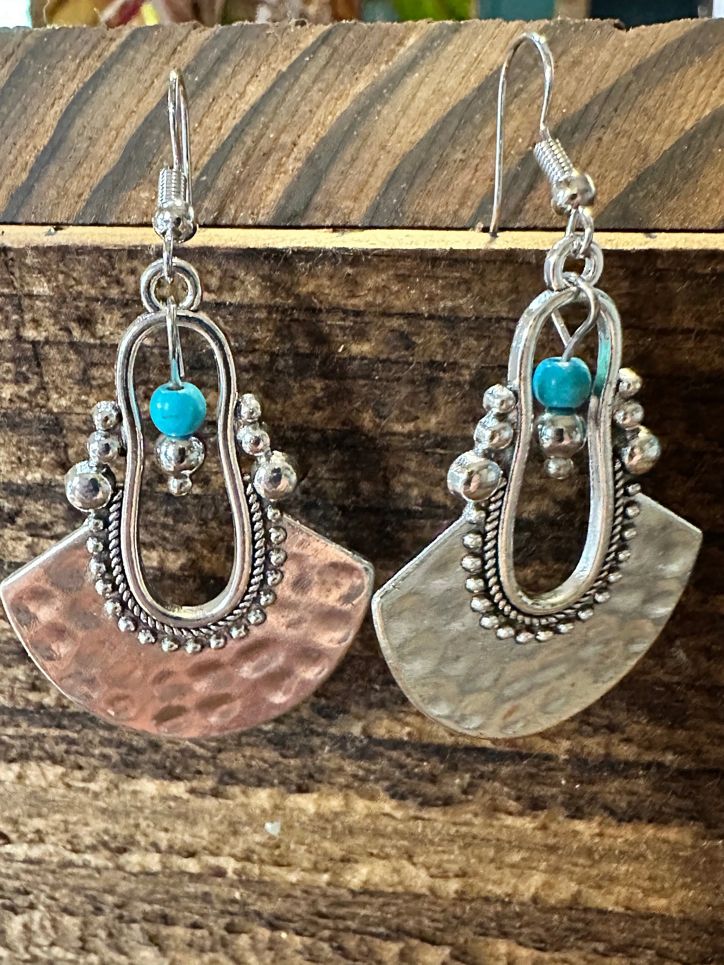 Boho Hippie Western Cowgirl Turquoise Stone Fan Silver Drop Wire Earrings, Gift BoxBoho Hippie Western Cowgirl Turquoise Stone Fan Silver Drop Wire Earrings, Gift Box - Premium Drop Wire Earring from Silver Elegant - Just $13! Shop now at Silver Elegant