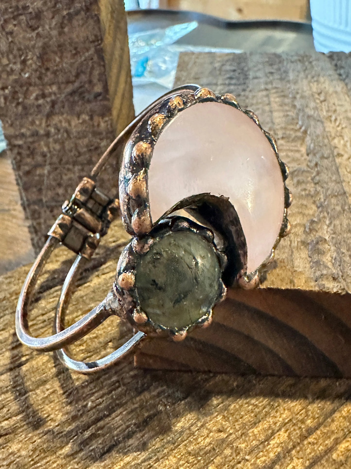 Handcrafted Boho Western Chic Copper Natural Stone Open Link Bracelet, Pink Opal, Green Agate Stone, Gift BoxHandcrafted Boho Western Chic Copper Natural Stone Open Link Bracelet, Pink Opal, Green Agate Stone, Gift Box - Premium boho bracelet from Silver Elegant - Just $22! Shop now at Silver Elegant