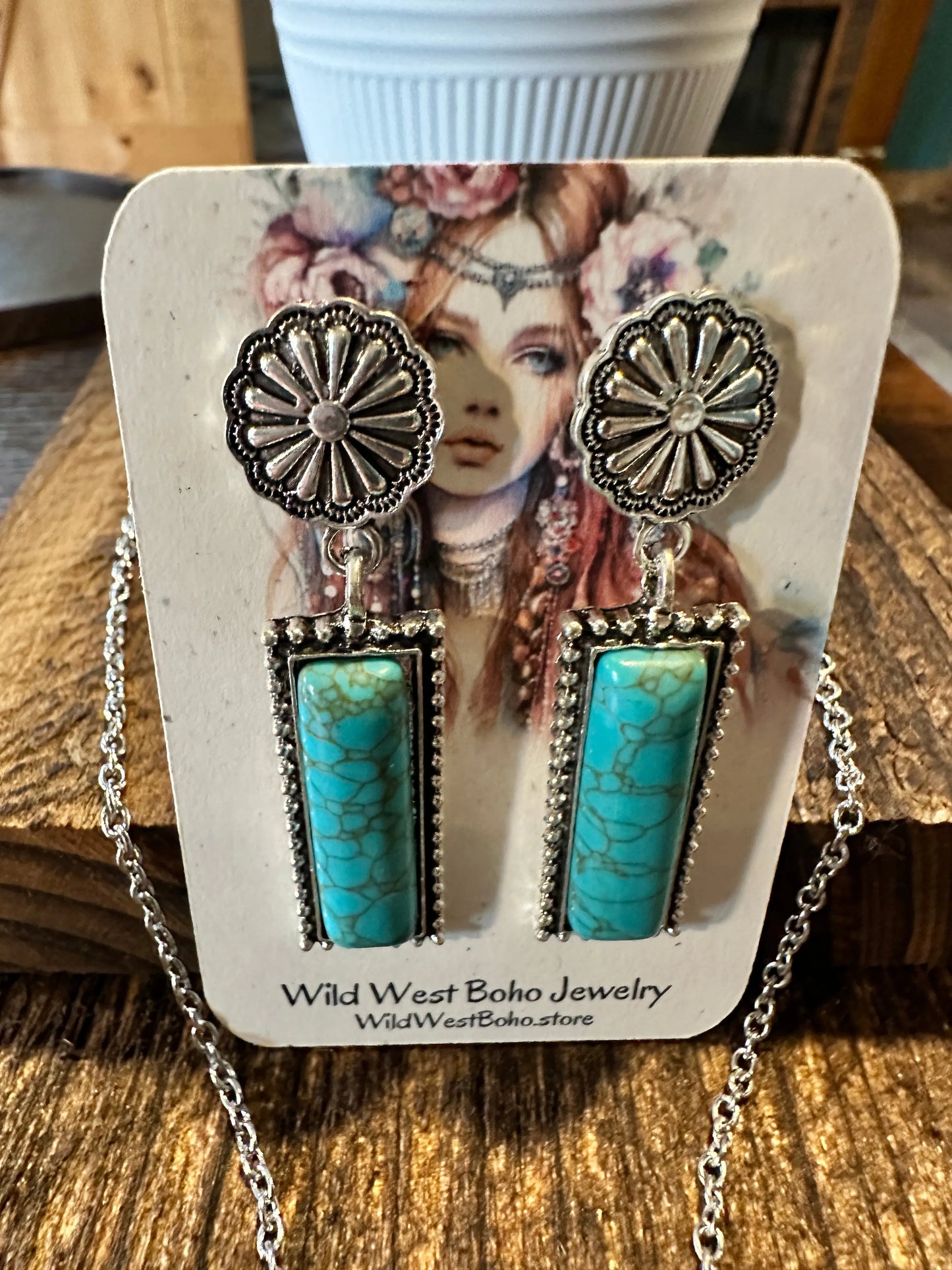 Boho Western Turquoise Conch Tribal Necklace Earrings Set, Vintage Bohemian Jewelry Set, Gift BoxBoho Western Turquoise Conch Tribal Necklace Earrings Set, Vintage Bohemian Jewelry Set, Gift Box - Premium Pendant Necklace from Silver Elegant - Just $24! Shop now at Silver Elegant