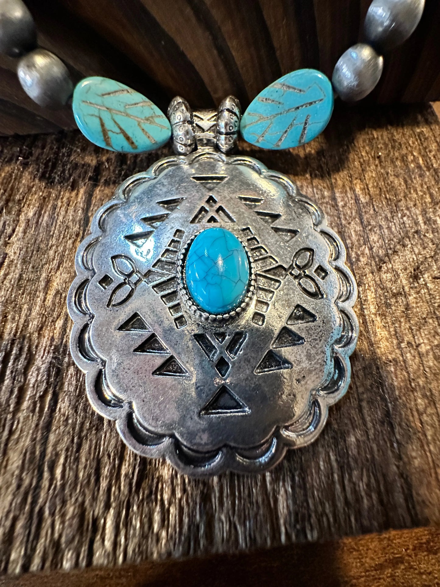 Boho Western Western Cowgirl Tribal Large Conch Pendant, Turquoise Silver, Gift BoxBoho Western Western Cowgirl Tribal Large Conch Pendant, Turquoise Silver, Gift Box - Premium Pendant Necklace from Silver Elegant - Just $24! Shop now at Silver Elegant