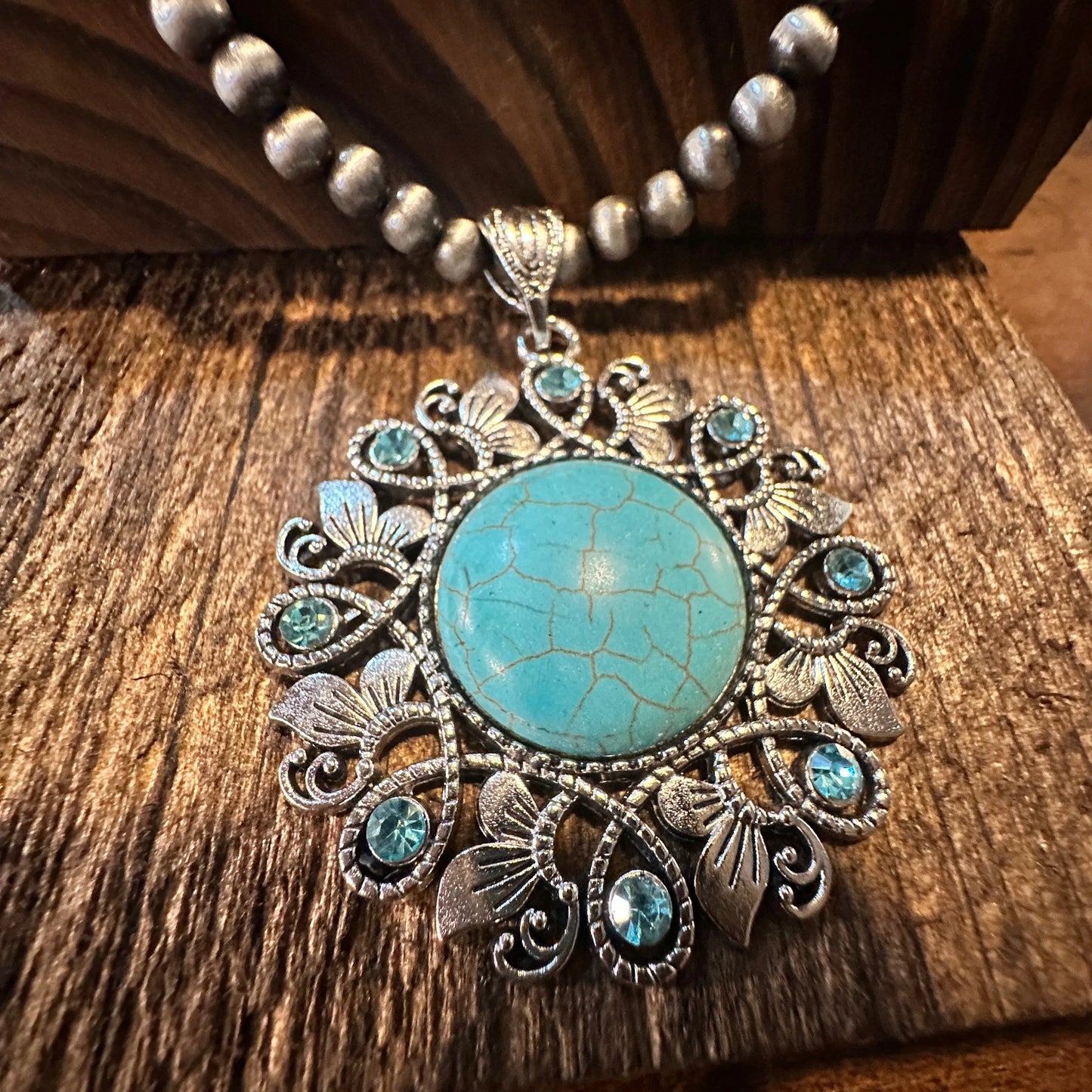 Handcrafted Boho Turquoise Jewelry Set, Lace Beads Necklace/ Earring Set , Gift BoxHandcrafted Boho Turquoise Jewelry Set, Lace Beads Necklace/ Earring Set , Gift Box - Premium Pendant Necklace from Silver Elegant - Just $22! Shop now at Silver Elegant