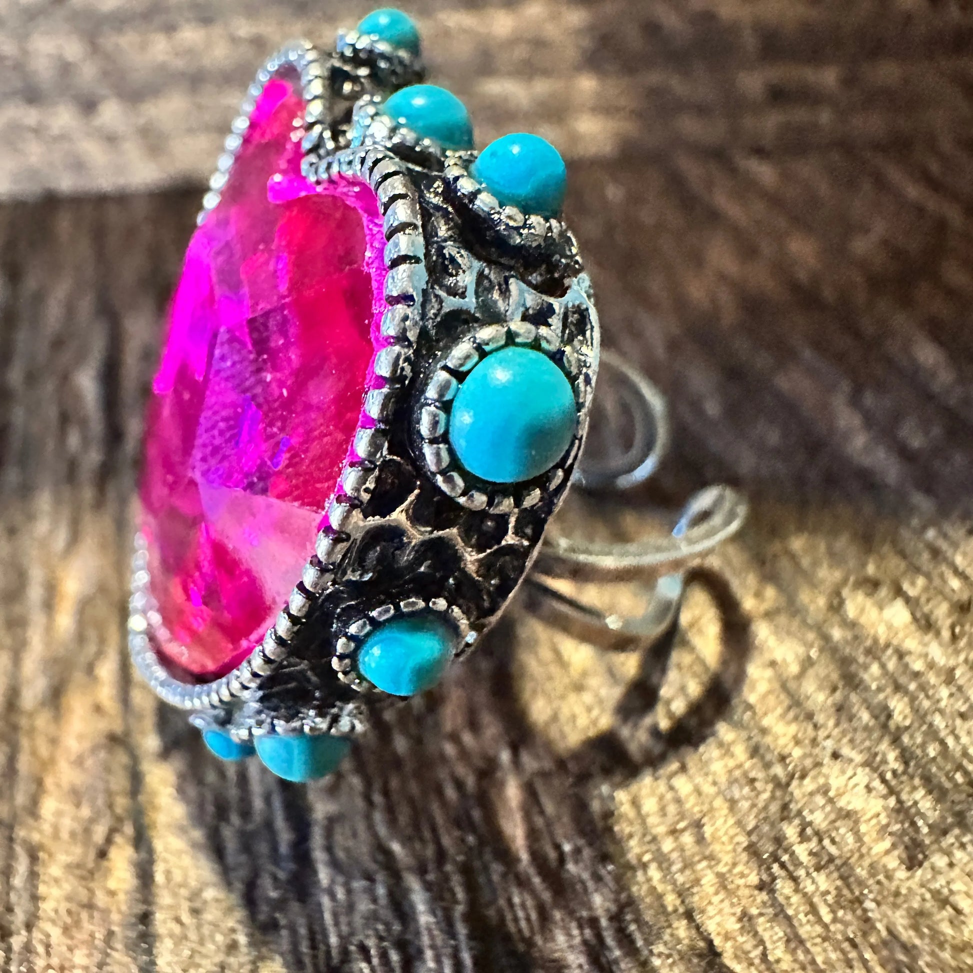 Western Boho Hippie Heart Shaped Crystal Stretch Fuchsia Adjustable Cuff Ring, Gift BoxWestern Boho Hippie Heart Shaped Crystal Stretch Fuchsia Adjustable Cuff Ring, Gift Box - Premium cuff rings from Silver Elegant - Just $18! Shop now at Silver Elegant