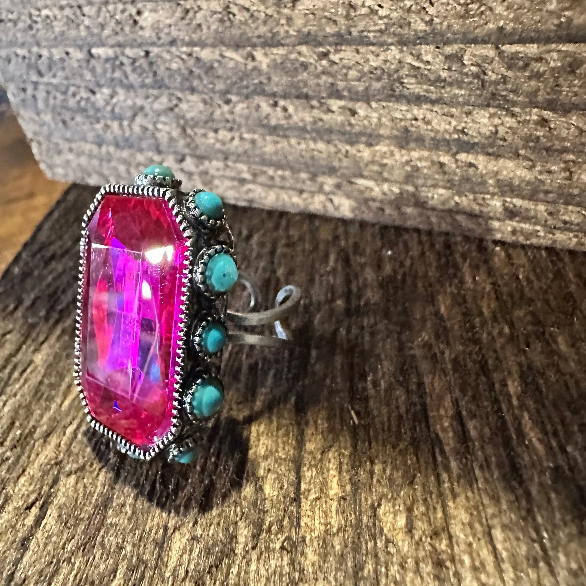 Western Boho Hippie Octagon Cut Crystal Stretch Ring: Fuchsia Cuff Ring, Gift BoxWestern Boho Hippie Octagon Cut Crystal Stretch Ring: Fuchsia Cuff Ring, Gift Box - Premium cuff rings from Silver Elegant - Just $18! Shop now at Silver Elegant