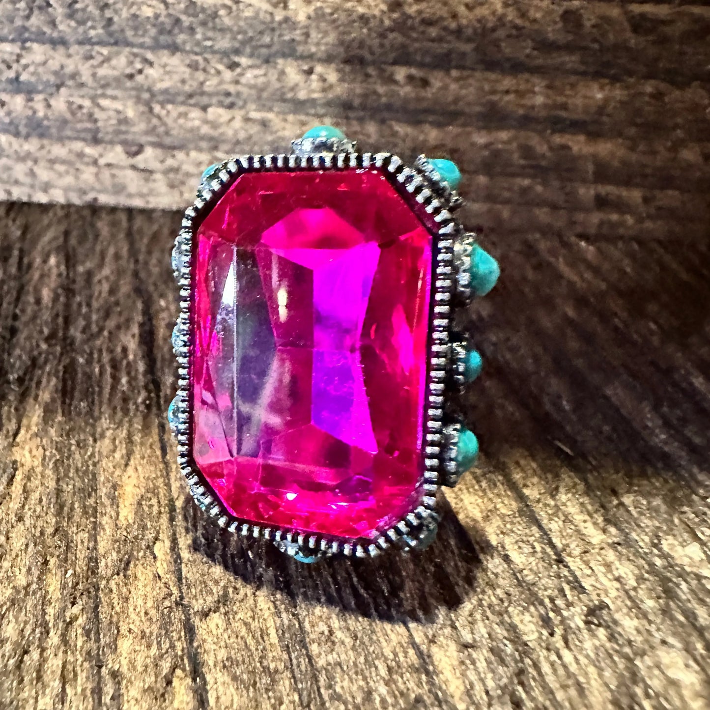 Western Boho Hippie Octagon Cut Crystal Stretch Ring: Fuchsia Cuff Ring, Gift BoxWestern Boho Hippie Octagon Cut Crystal Stretch Ring: Fuchsia Cuff Ring, Gift Box - Premium cuff rings from Silver Elegant - Just $18! Shop now at Silver Elegant