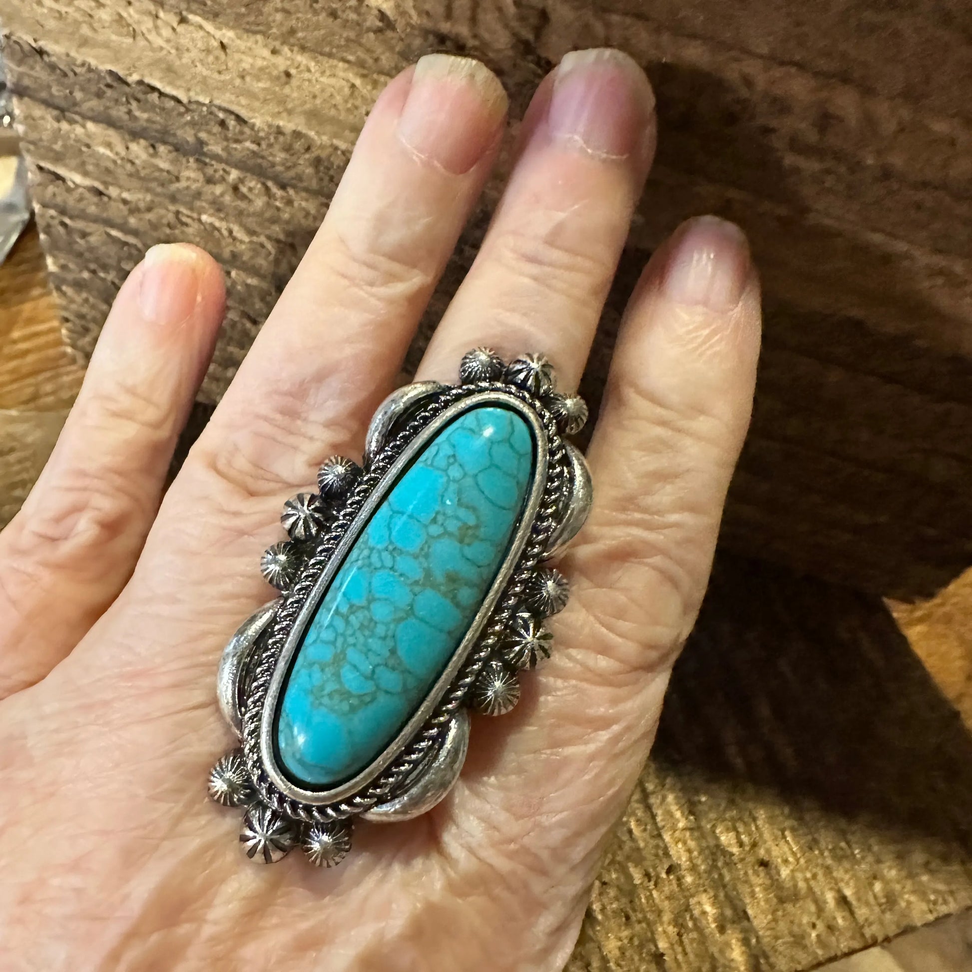 Western Boho Hippie Turquoise Silver Slim Oval Cuff Statement Ring, Gift BoxWestern Boho Hippie Turquoise Silver Slim Oval Cuff Statement Ring, Gift Box - Premium cuff rings from Silver Elegant - Just $18! Shop now at Silver Elegant