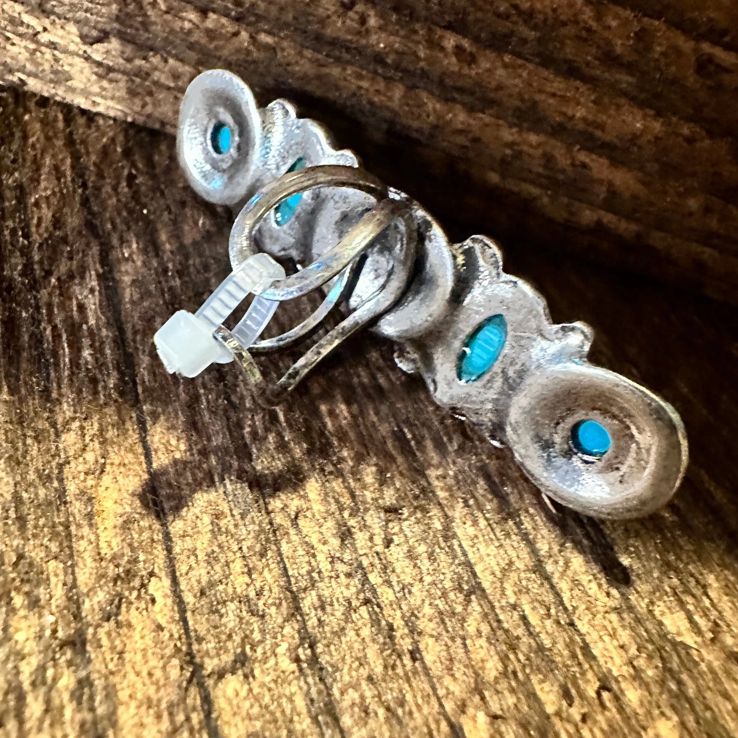 Boho Hippie Western Turquoise Circle & Oval Semi Stone Pave Linear Bar Cuff Ring, Gift BoxBoho Hippie Western Turquoise Circle & Oval Semi Stone Pave Linear Bar Cuff Ring, Gift Box - Premium cuff rings from Silver Elegant - Just $18! Shop now at Silver Elegant