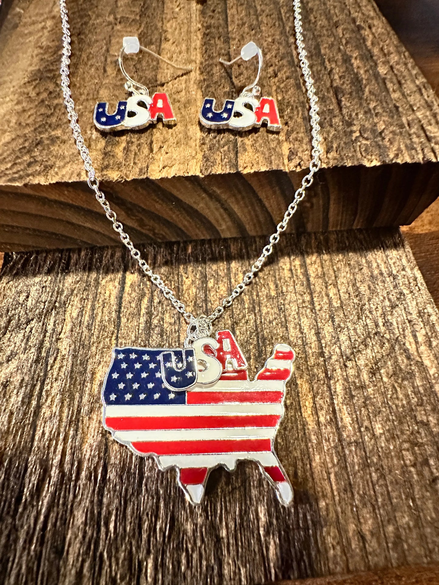 Boho America USA Make America Great Again Necklace/USA Earring Set, Gift BoxBoho America USA Make America Great Again Necklace/USA Earring Set, Gift Box - Premium Pendant Necklace from Silver Elegant - Just $12! Shop now at Silver Elegant