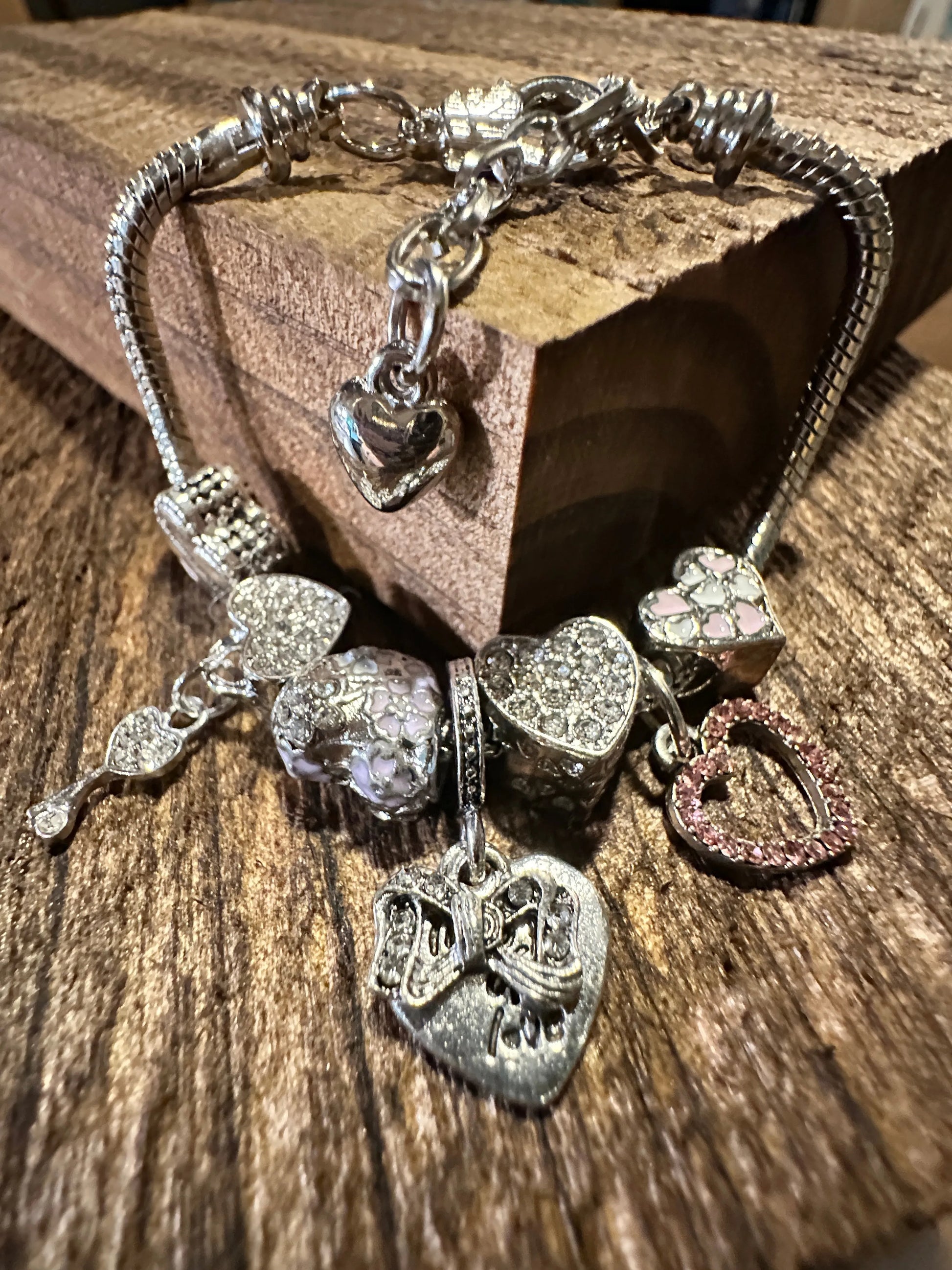 Elegant Heart Pendant Chain Bracelet/Heart Charms, AdjustableElegant Heart Pendant Chain Bracelet/Heart Charms, Adjustable - Premium boho bracelet from Silver Elegant - Just $9.50! Shop now at Silver Elegant