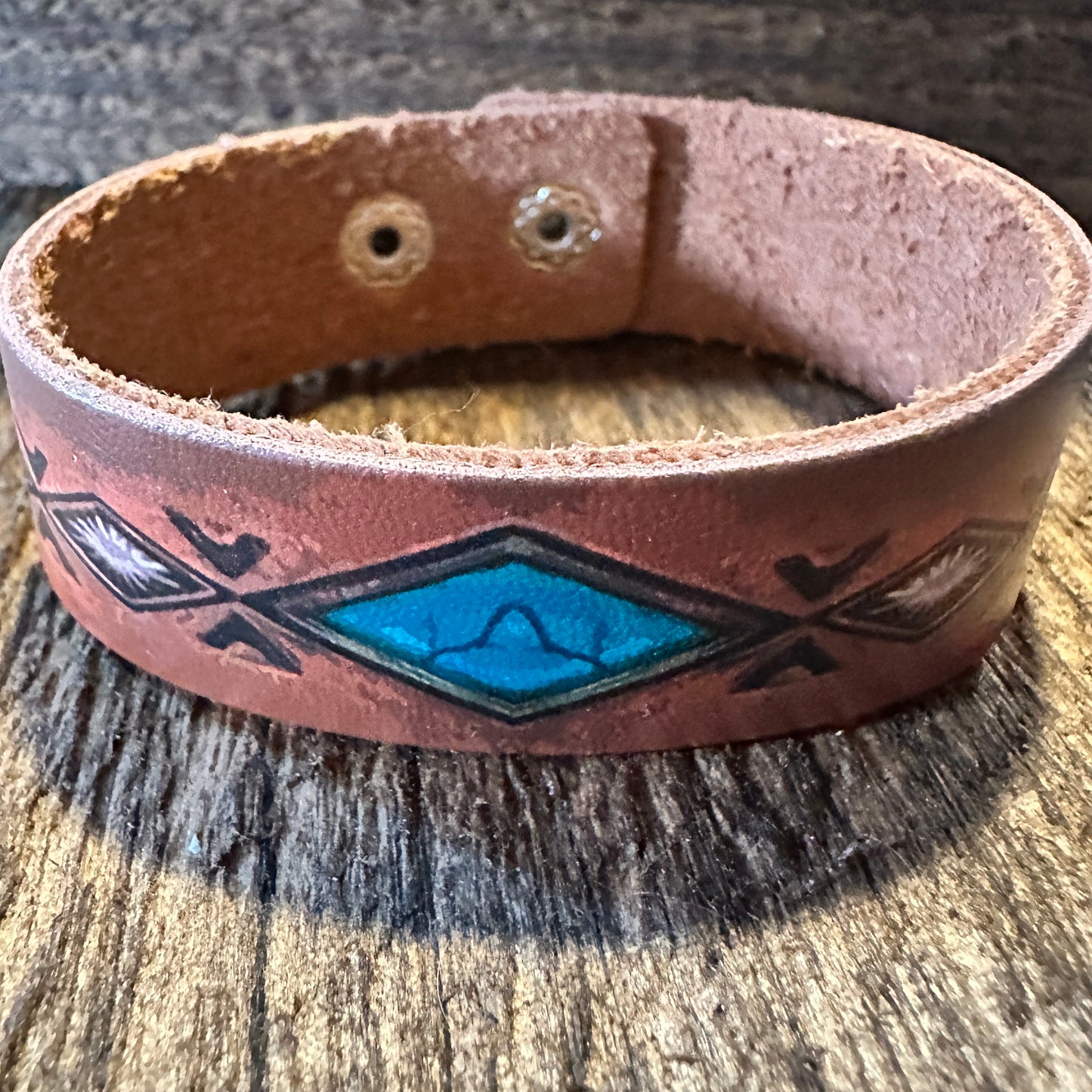 Boho Western Style Stamped Leather Grain Cuff Bracelet, Turquoise Leather, 20CM, Gift BoxBoho Western Style Stamped Leather Grain Cuff Bracelet, Turquoise Leather, 20CM, Gift Box - Premium  from Silver Elegant - Just $18! Shop now at Silver Elegant