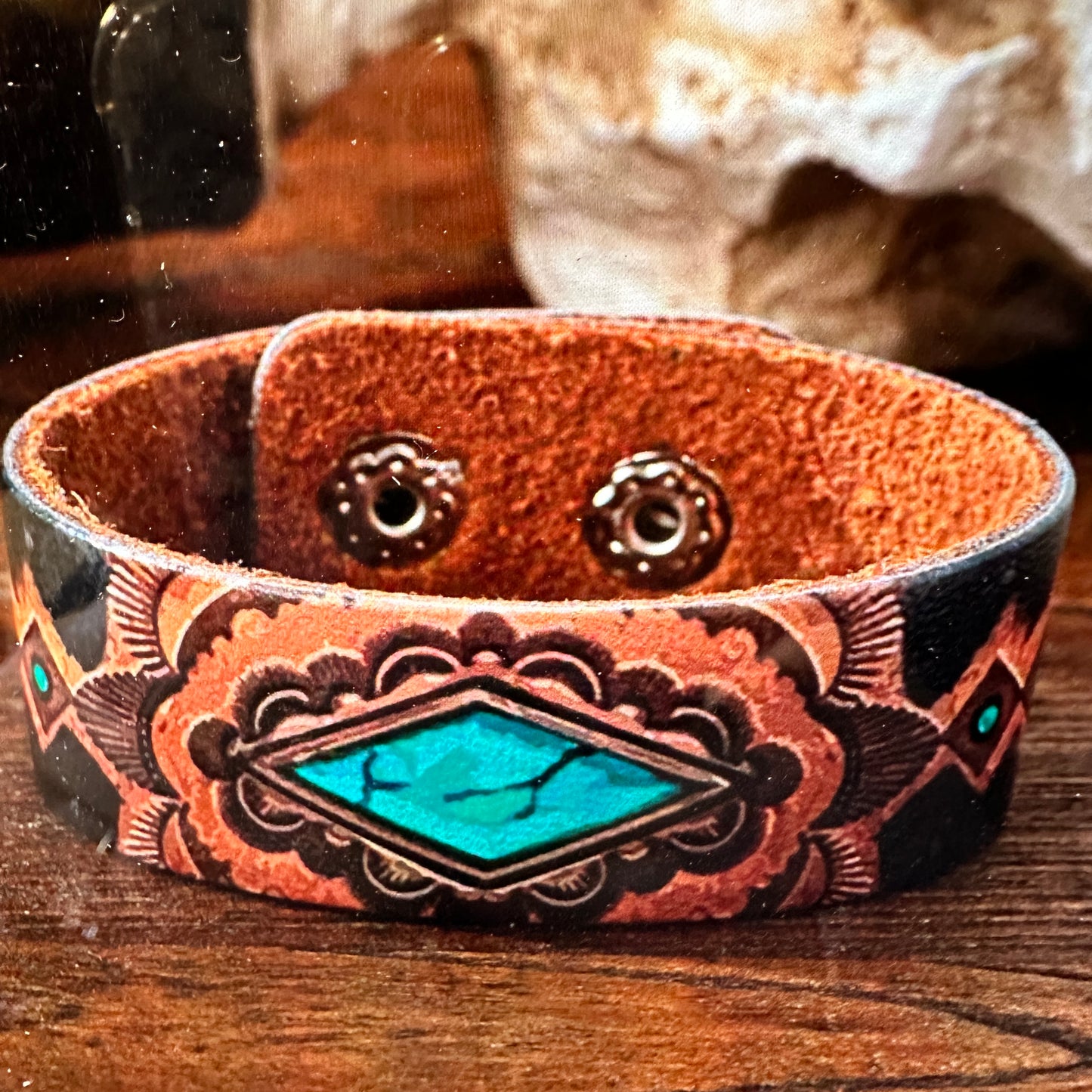 Boho Western Style Stamped Leather Grain Cuff Bracelet, Turquoise Leather, 20CM, Gift Box (Copy)Boho Western Style Stamped Leather Grain Cuff Bracelet, Turquoise Leather, 20CM, Gift Box (Copy) - Premium boho bracelet from Silver Elegant - Just $18! Shop now at Silver Elegant