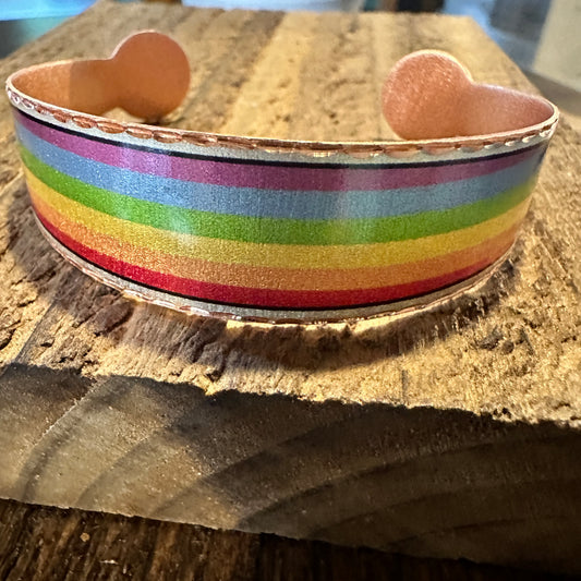 Handmade Boho Copper Wide Cuff Bracelet, Diamond Cut Rainbow Pride Design, Gift BoxHandmade Boho Copper Wide Cuff Bracelet, Diamond Cut Rainbow Pride Design, Gift Box - Premium boho bracelet from COPPER ARTS INC. - Just $32! Shop now at Silver Elegant