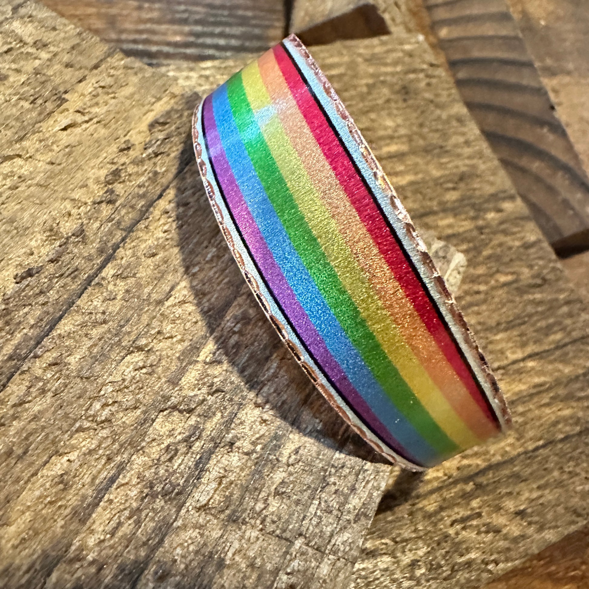 Handmade Boho Copper Wide Cuff Bracelet, Diamond Cut Rainbow Pride Design, Gift BoxHandmade Boho Copper Wide Cuff Bracelet, Diamond Cut Rainbow Pride Design, Gift Box - Premium boho bracelet from COPPER ARTS INC. - Just $32! Shop now at Silver Elegant