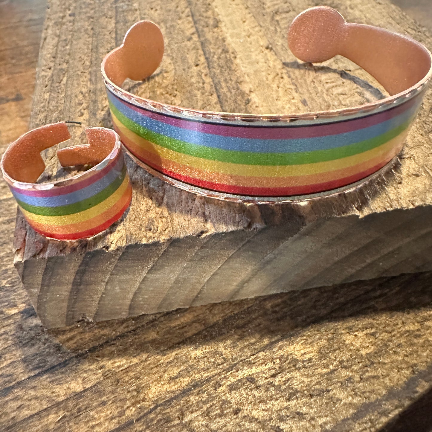 Handmade Boho Copper Wide Cuff Bracelet, Diamond Cut Rainbow Pride Design, Gift BoxHandmade Boho Copper Wide Cuff Bracelet, Diamond Cut Rainbow Pride Design, Gift Box - Premium boho bracelet from COPPER ARTS INC. - Just $32! Shop now at Silver Elegant