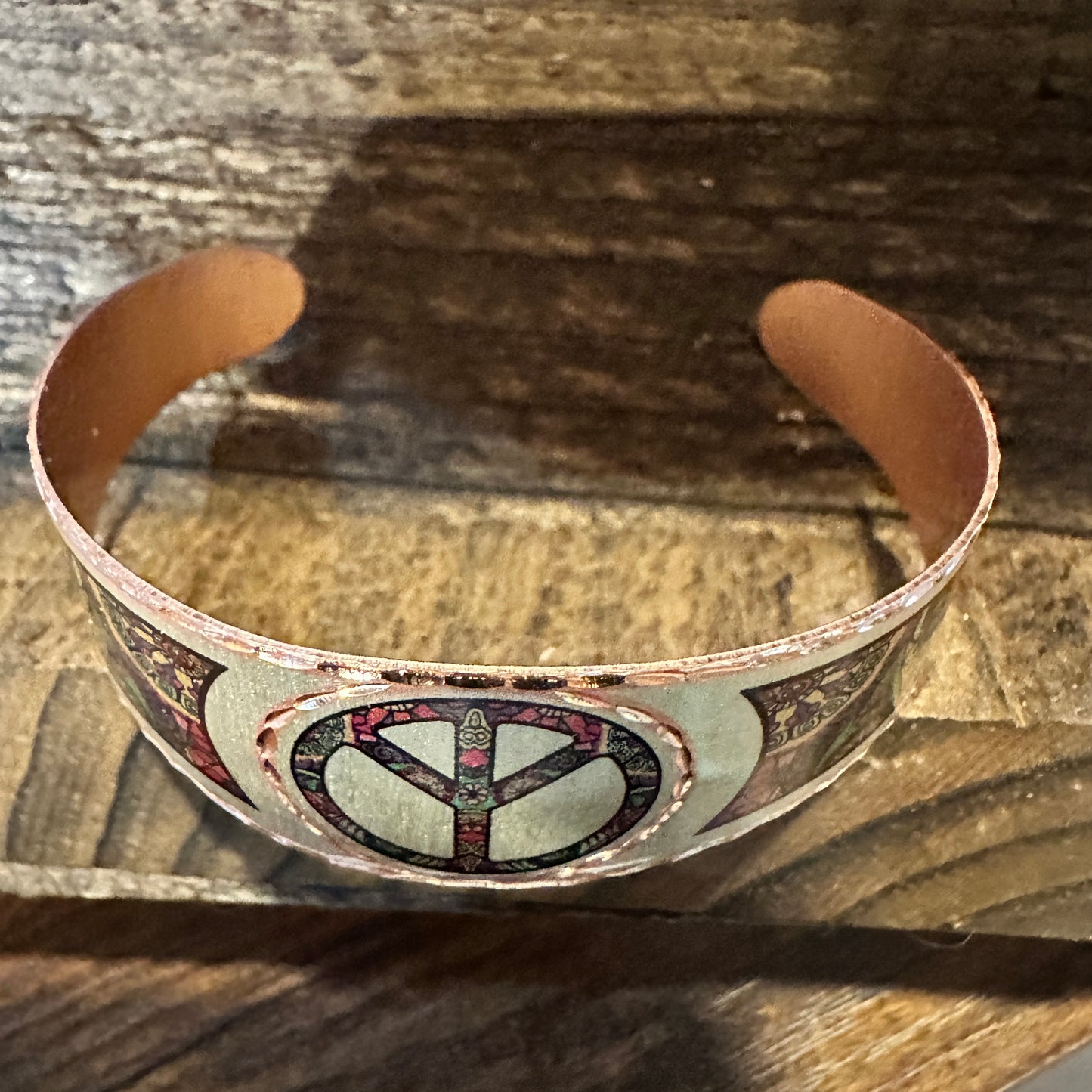 Handmade Boho Copper Wide Cuff Bracelet, Diamond Cut Hippie Peace Design, Gift BoxHandmade Boho Copper Wide Cuff Bracelet, Diamond Cut Hippie Peace Design, Gift Box - Premium boho bracelet from COPPER ARTS INC. - Just $32! Shop now at Silver Elegant