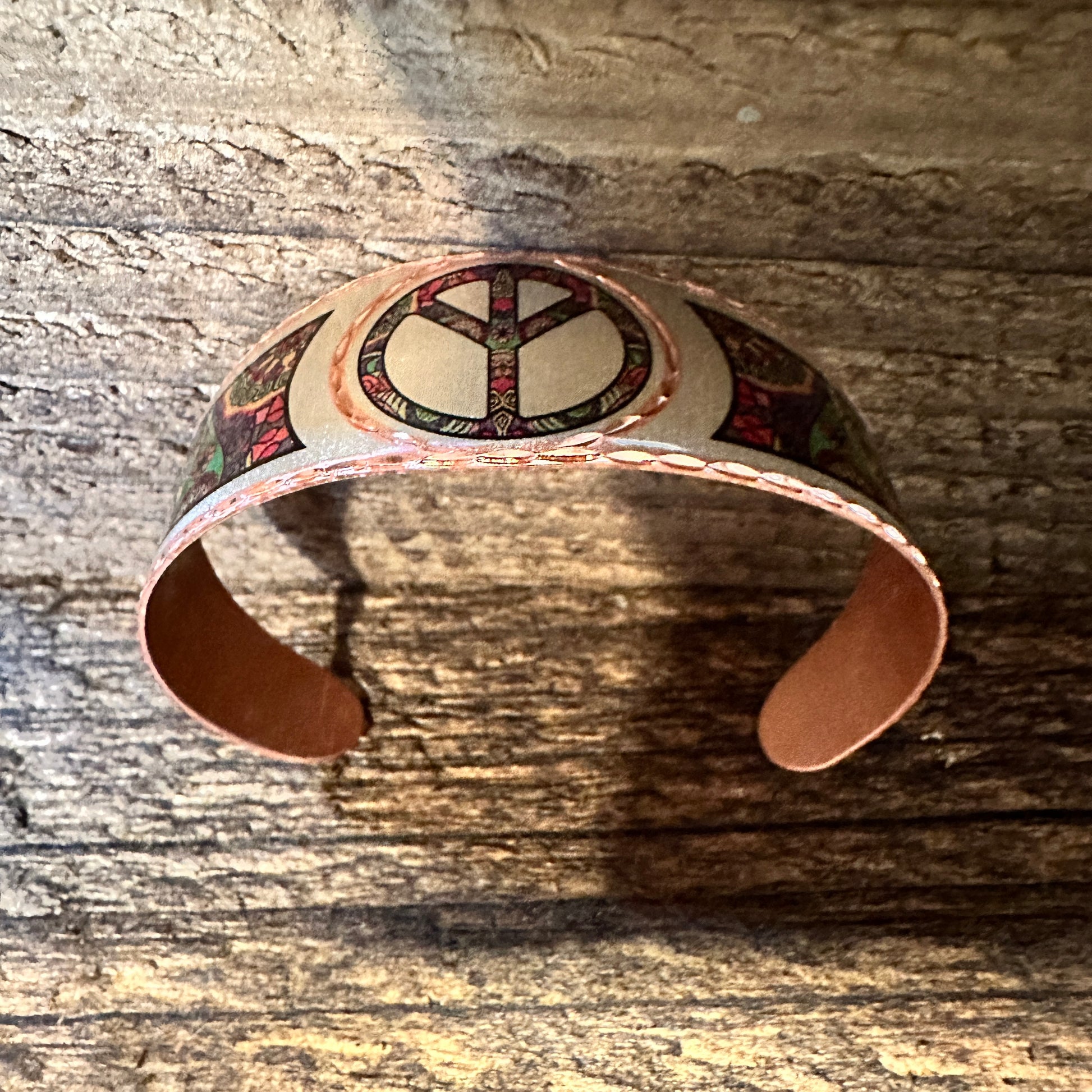 Handmade Boho Copper Wide Cuff Bracelet, Diamond Cut Hippie Peace Design, Gift BoxHandmade Boho Copper Wide Cuff Bracelet, Diamond Cut Hippie Peace Design, Gift Box - Premium boho bracelet from COPPER ARTS INC. - Just $32! Shop now at Silver Elegant