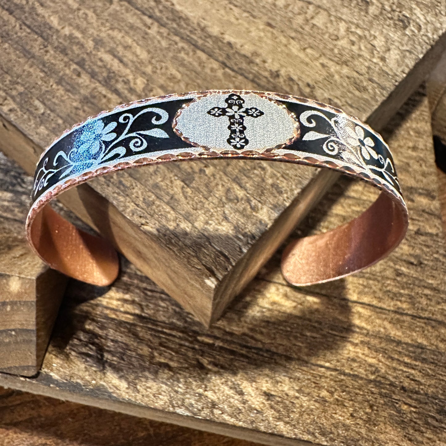 Handmade Boho Copper Narrow Cuff Bracelet, Diamond Cut Cross Native Design, Gift BoxHandmade Boho Copper Narrow Cuff Bracelet, Diamond Cut Cross Native Design, Gift Box - Premium boho bracelet from COPPER ARTS INC. - Just $29! Shop now at Silver Elegant