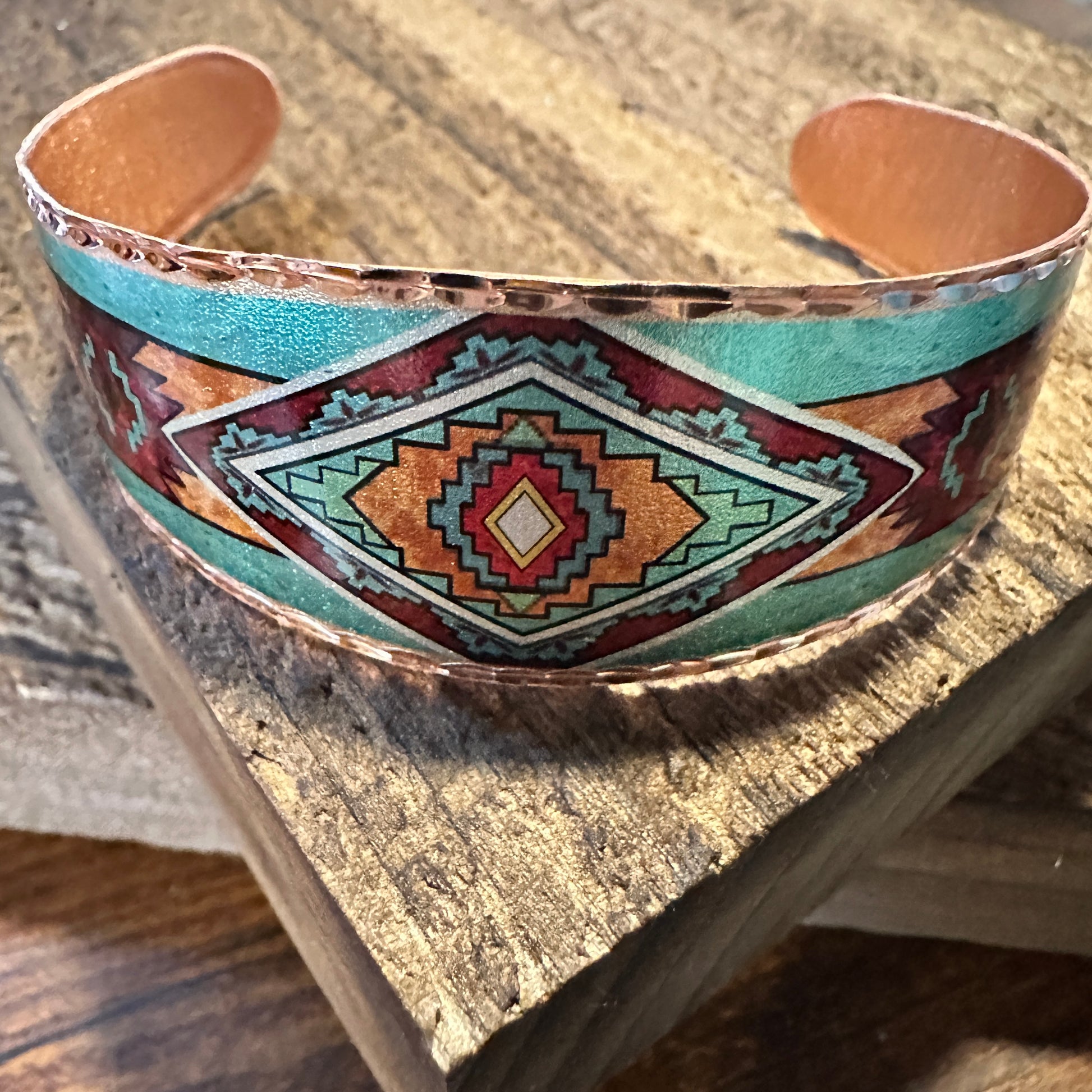 Handmade Boho Copper Wide Cuff Bracelet, Diamond Cut Southwest Native Design, Gift BoxHandmade Boho Copper Wide Cuff Bracelet, Diamond Cut Southwest Native Design, Gift Box - Premium boho bracelet from COPPER ARTS INC. - Just $32! Shop now at Silver Elegant