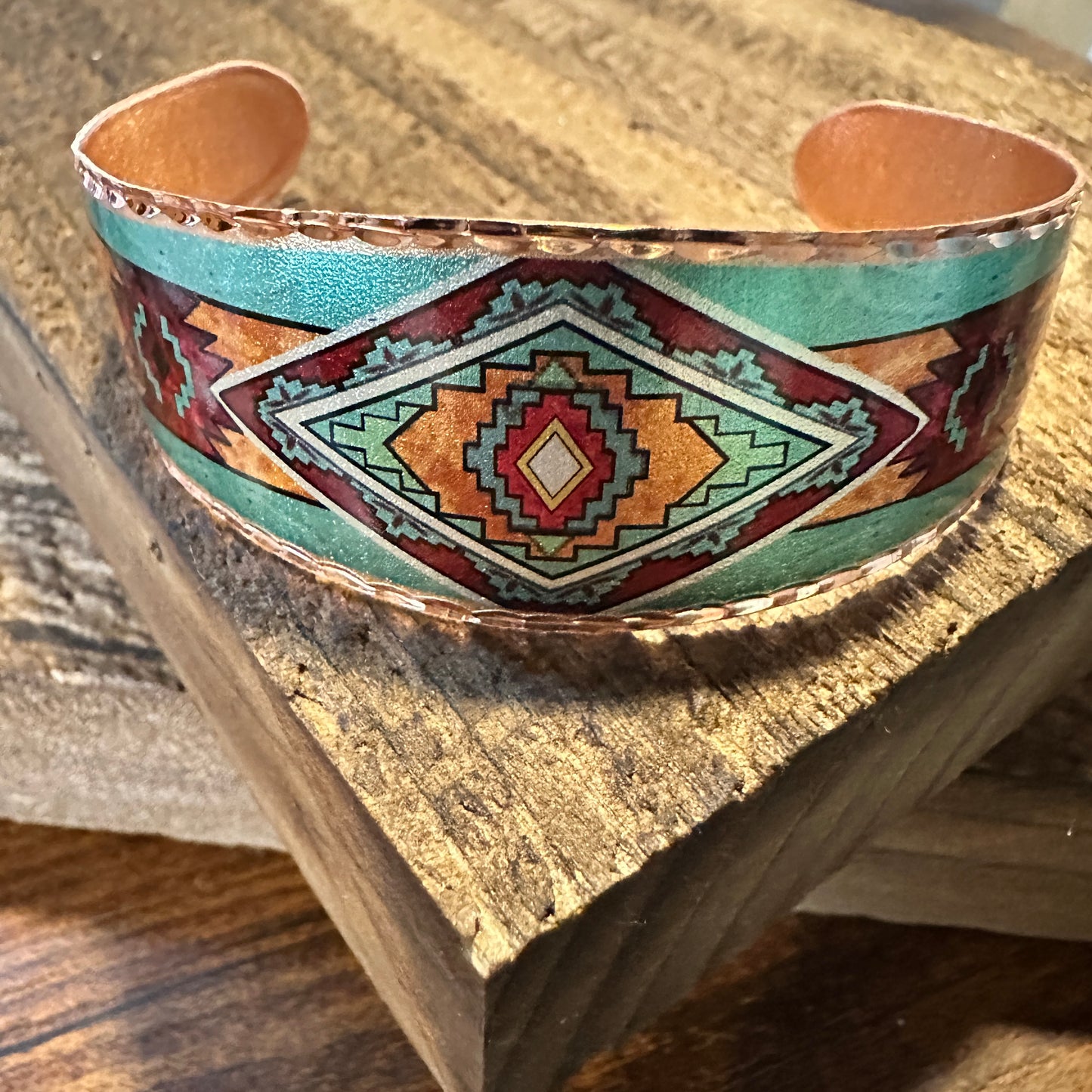 Handmade Boho Copper Wide Cuff Bracelet, Diamond Cut Southwest Native Design, Gift BoxHandmade Boho Copper Wide Cuff Bracelet, Diamond Cut Southwest Native Design, Gift Box - Premium boho bracelet from COPPER ARTS INC. - Just $32! Shop now at Silver Elegant