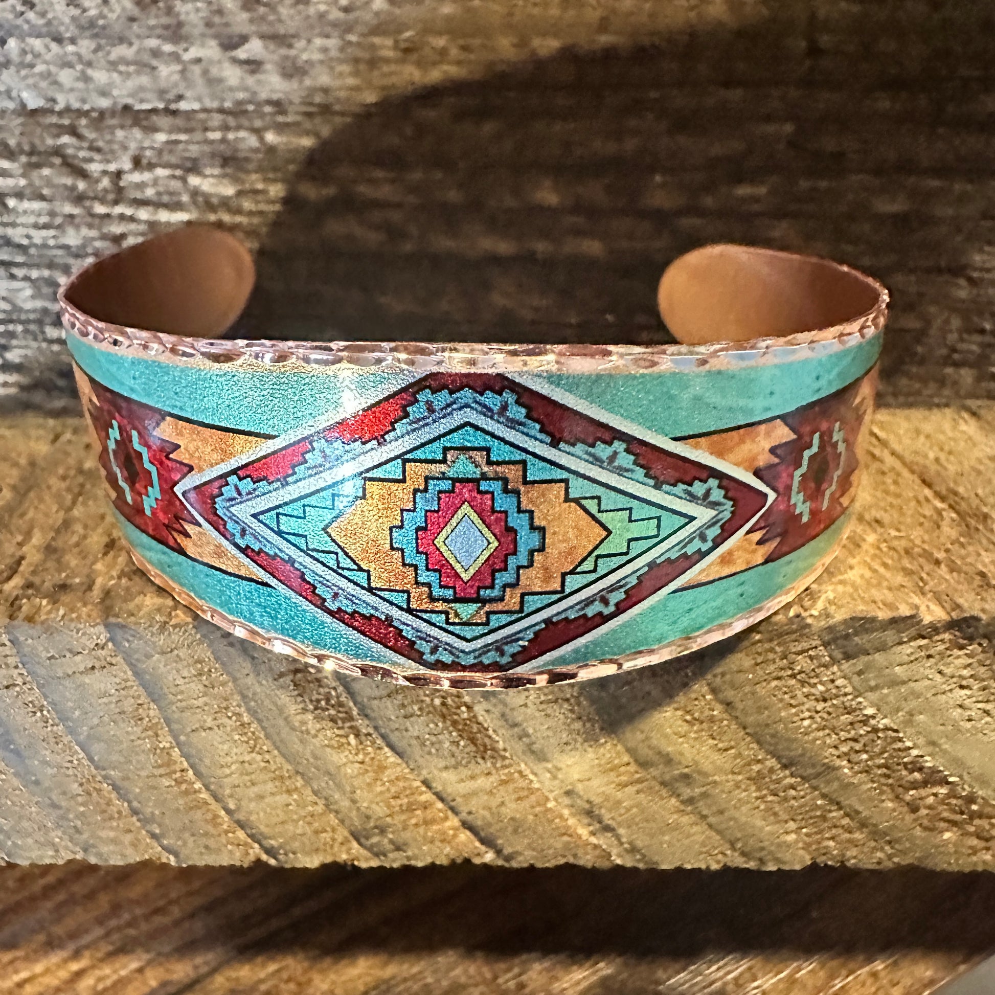 Handmade Boho Copper Wide Cuff Bracelet, Diamond Cut Southwest Native Design, Gift BoxHandmade Boho Copper Wide Cuff Bracelet, Diamond Cut Southwest Native Design, Gift Box - Premium boho bracelet from COPPER ARTS INC. - Just $32! Shop now at Silver Elegant