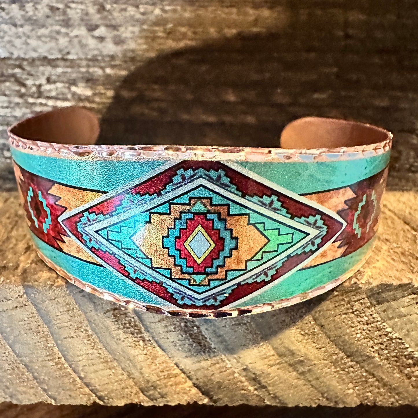 Handmade Boho Copper Wide Cuff Bracelet, Diamond Cut Southwest Native Design, Gift BoxHandmade Boho Copper Wide Cuff Bracelet, Diamond Cut Southwest Native Design, Gift Box - Premium boho bracelet from COPPER ARTS INC. - Just $32! Shop now at Silver Elegant