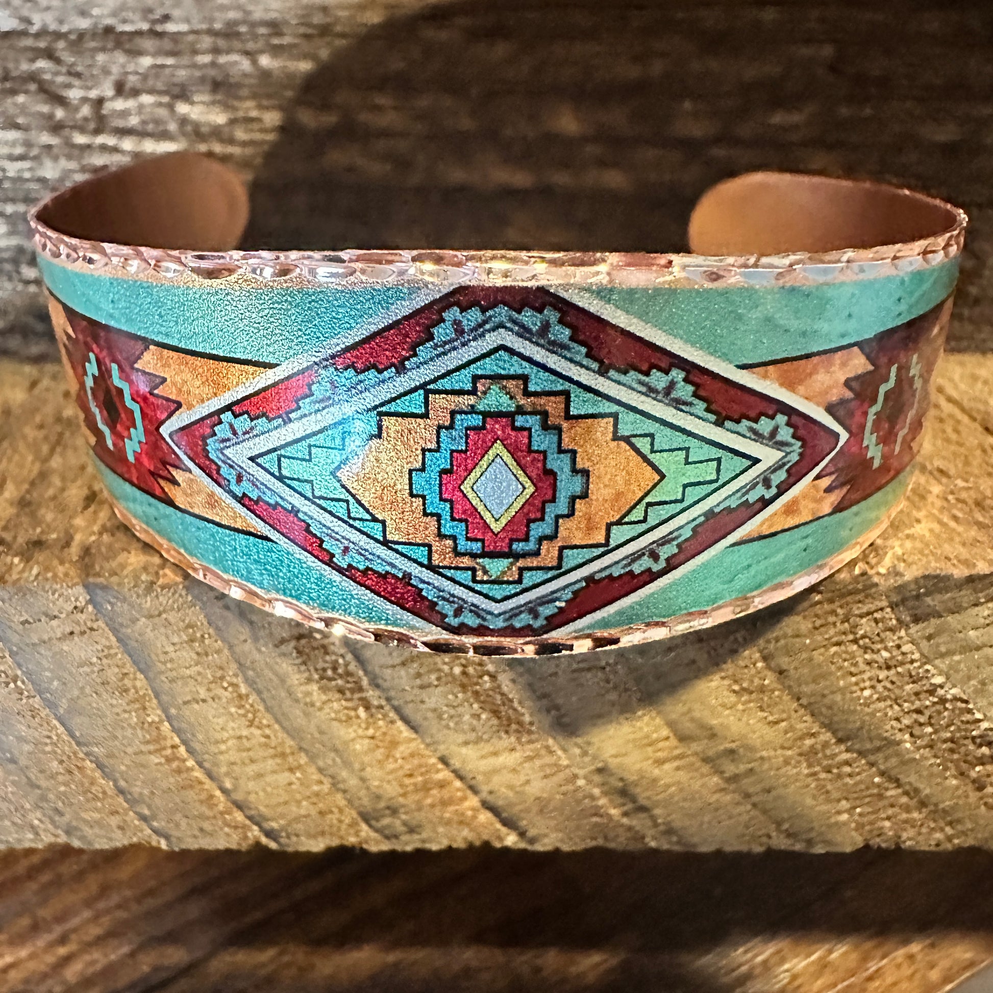 Handmade Boho Copper Wide Cuff Bracelet, Diamond Cut Southwest Native Design, Gift BoxHandmade Boho Copper Wide Cuff Bracelet, Diamond Cut Southwest Native Design, Gift Box - Premium boho bracelet from COPPER ARTS INC. - Just $32! Shop now at Silver Elegant