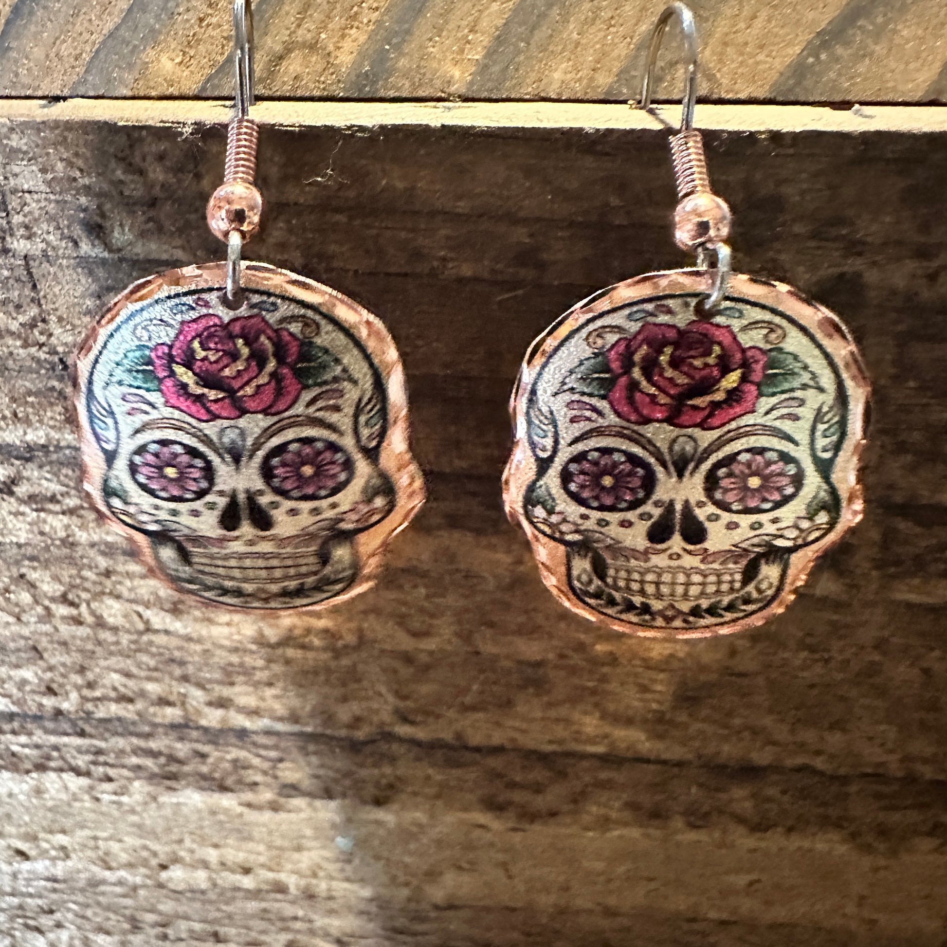 Handmade Boho Copper Earrings, Day of The Dead Rose Wire Earrings, Gift BoxHandmade Boho Copper Earrings, Day of The Dead Rose Wire Earrings, Gift Box - Premium Drop Wire Earring from COPPER ARTS INC. - Just $27! Shop now at Silver Elegant