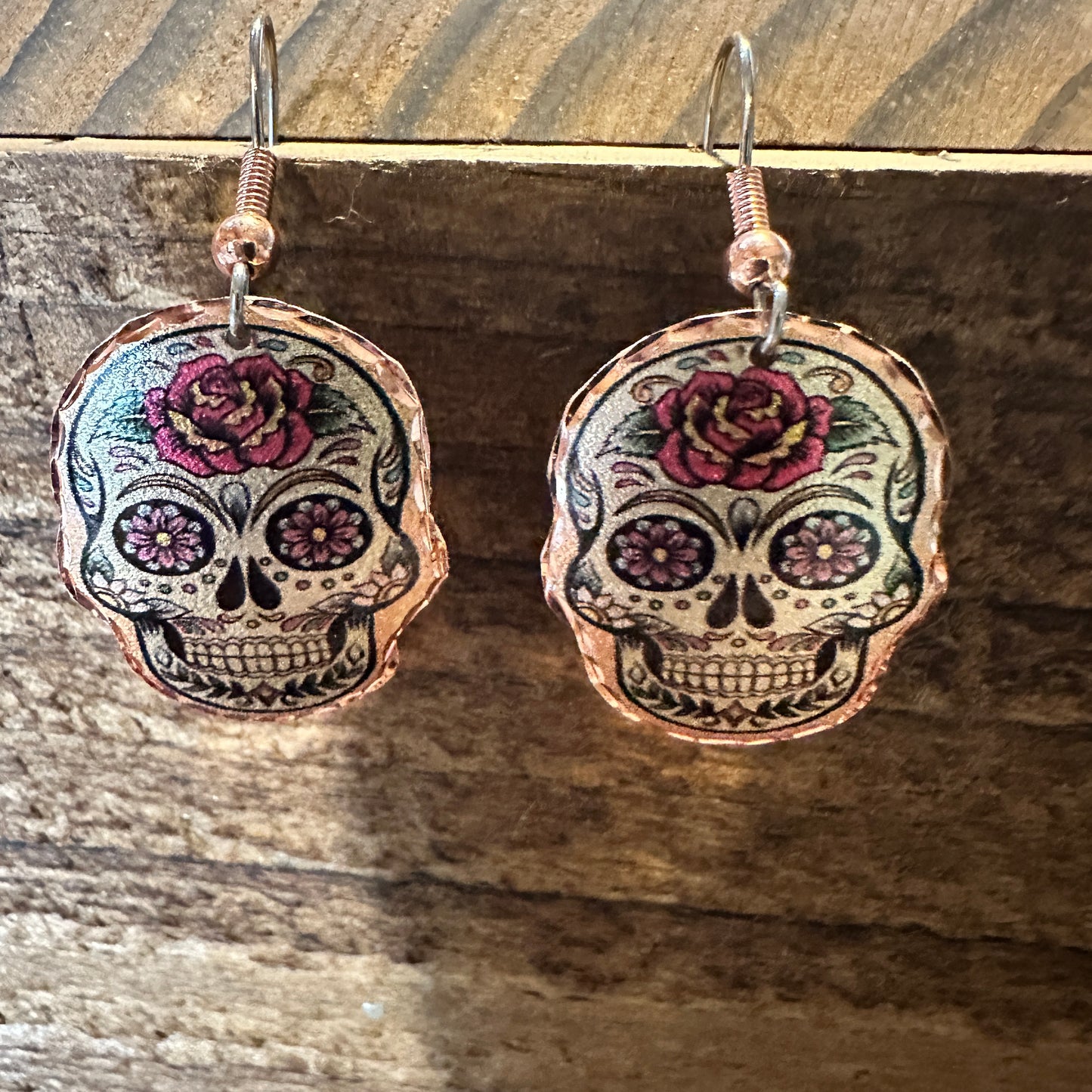 Handmade Boho Copper Earrings, Day of The Dead Rose Wire Earrings, Gift BoxHandmade Boho Copper Earrings, Day of The Dead Rose Wire Earrings, Gift Box - Premium Drop Wire Earring from COPPER ARTS INC. - Just $27! Shop now at Silver Elegant