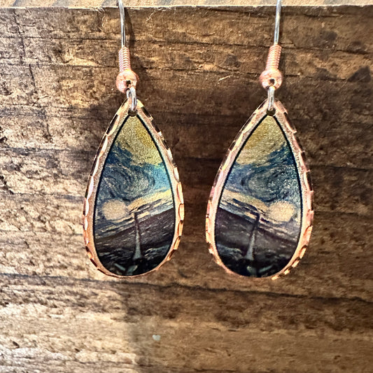 Handmade Boho Copper Earrings, Diamond Cut Van Gogh Starry Night Design Earrings, Gift BoxHandmade Boho Copper Earrings, Diamond Cut Van Gogh Starry Night Design Earrings, Gift Box - Premium Drop Wire Earring from COPPER ARTS INC. - Just $27! Shop now at Silver Elegant