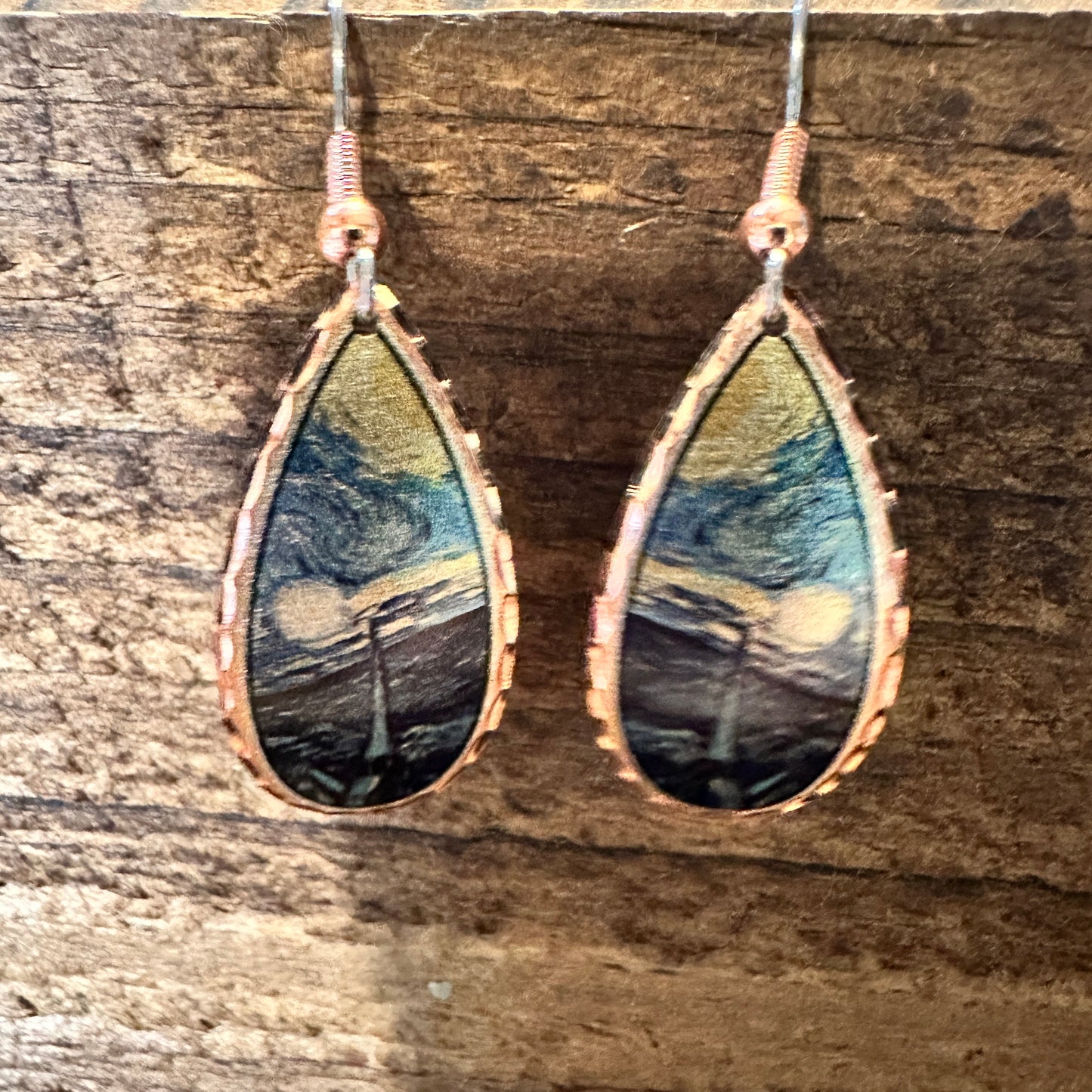 Handmade Boho Copper Earrings, Diamond Cut Van Gogh Starry Night Design Earrings, Gift BoxHandmade Boho Copper Earrings, Diamond Cut Van Gogh Starry Night Design Earrings, Gift Box - Premium Drop Wire Earring from COPPER ARTS INC. - Just $27! Shop now at Silver Elegant