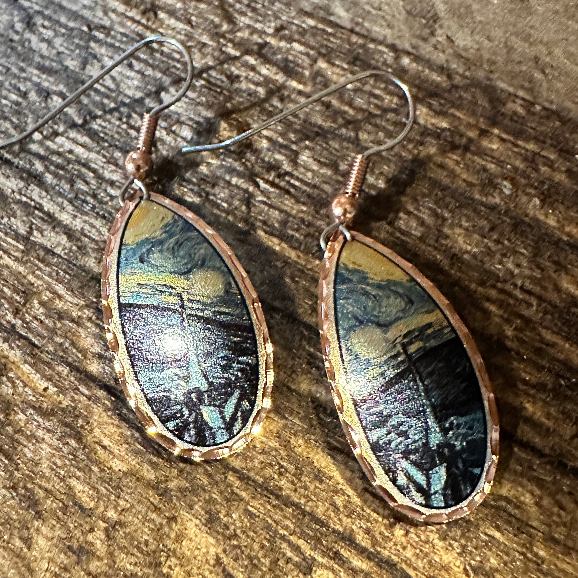 Handmade Boho Copper Earrings, Diamond Cut Van Gogh Starry Night Design Earrings, Gift BoxHandmade Boho Copper Earrings, Diamond Cut Van Gogh Starry Night Design Earrings, Gift Box - Premium Drop Wire Earring from COPPER ARTS INC. - Just $27! Shop now at Silver Elegant