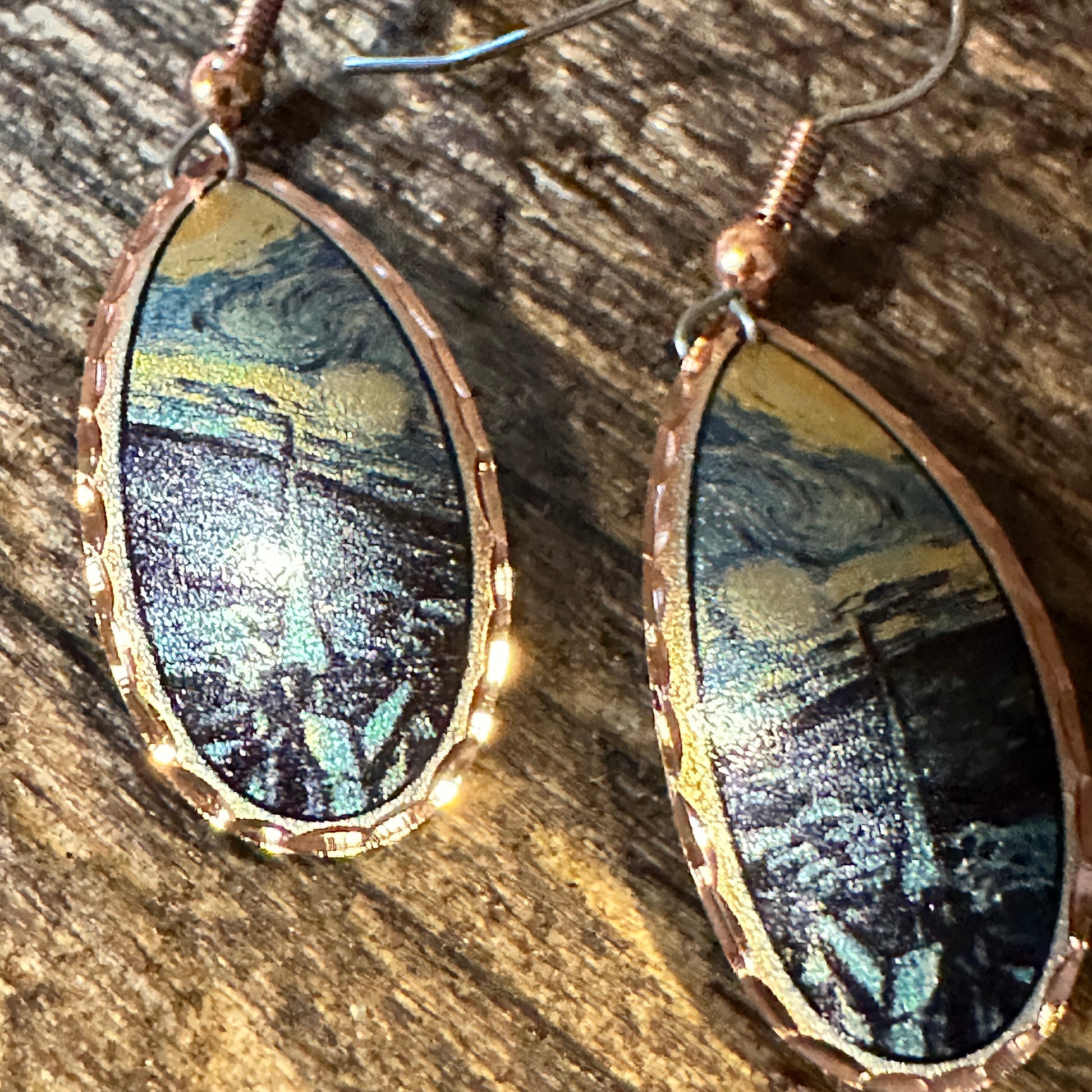 Handmade Boho Copper Earrings, Diamond Cut Van Gogh Starry Night Design Earrings, Gift BoxHandmade Boho Copper Earrings, Diamond Cut Van Gogh Starry Night Design Earrings, Gift Box - Premium Drop Wire Earring from COPPER ARTS INC. - Just $27! Shop now at Silver Elegant