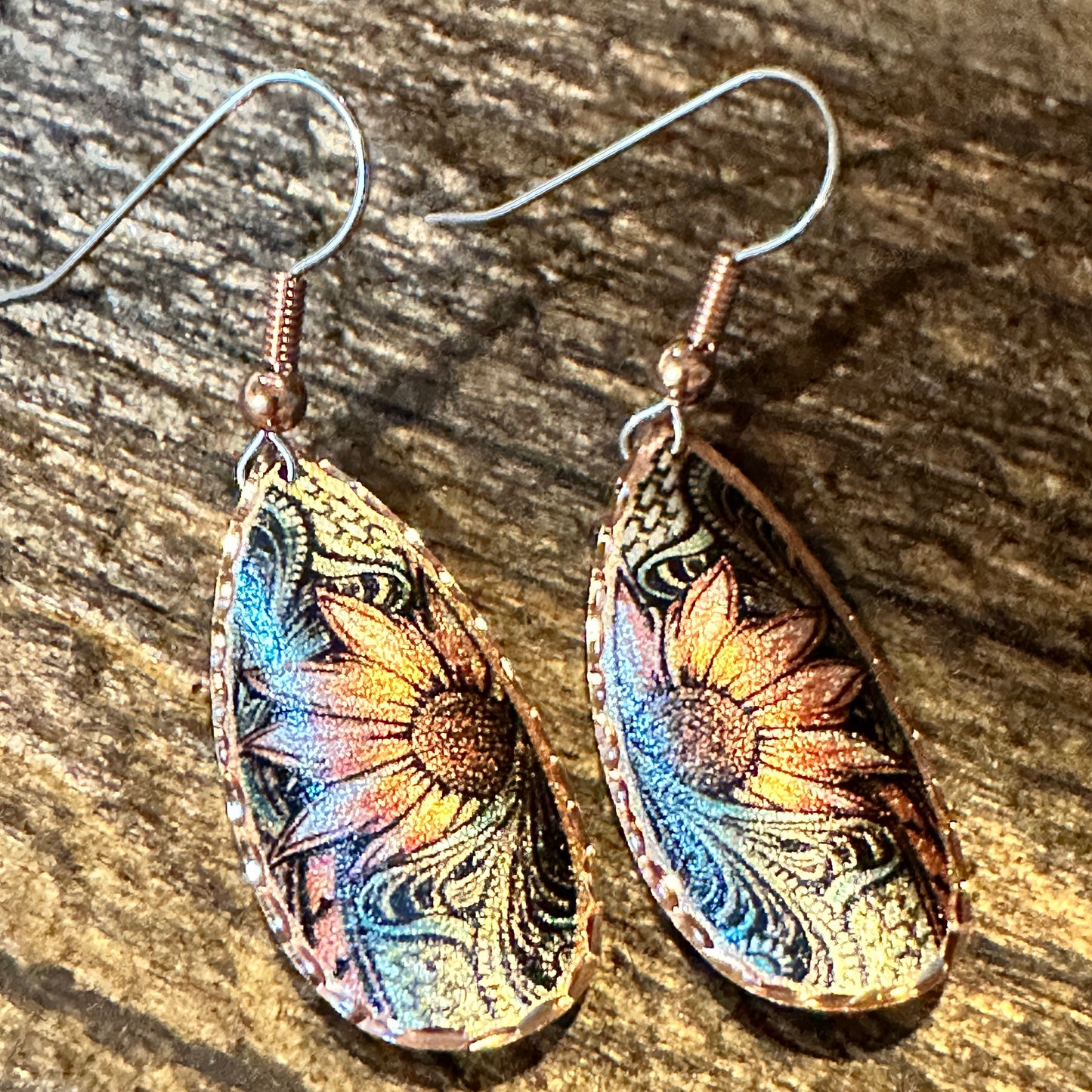 Handmade Boho Copper Earrings, Diamond Cut Sunflower Native American Earrings, Gift BoxHandmade Boho Copper Earrings, Diamond Cut Sunflower Native American Earrings, Gift Box - Premium Drop Wire Earring from COPPER ARTS INC. - Just $27! Shop now at Silver Elegant