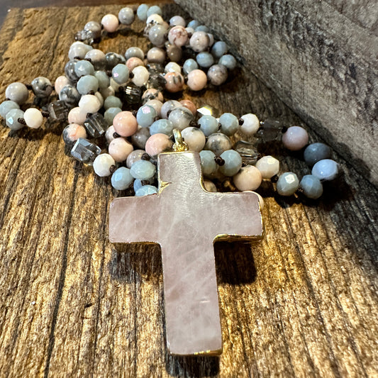 Handcrafted Bohemian Natural Stone Glass Knot Necklace Cross Pendant Necklace, Gift BoxHandcrafted Bohemian Natural Stone Glass Knot Necklace Cross Pendant Necklace, Gift Box - Premium Pendant Necklace from Silver Elegant - Just $29! Shop now at Silver Elegant