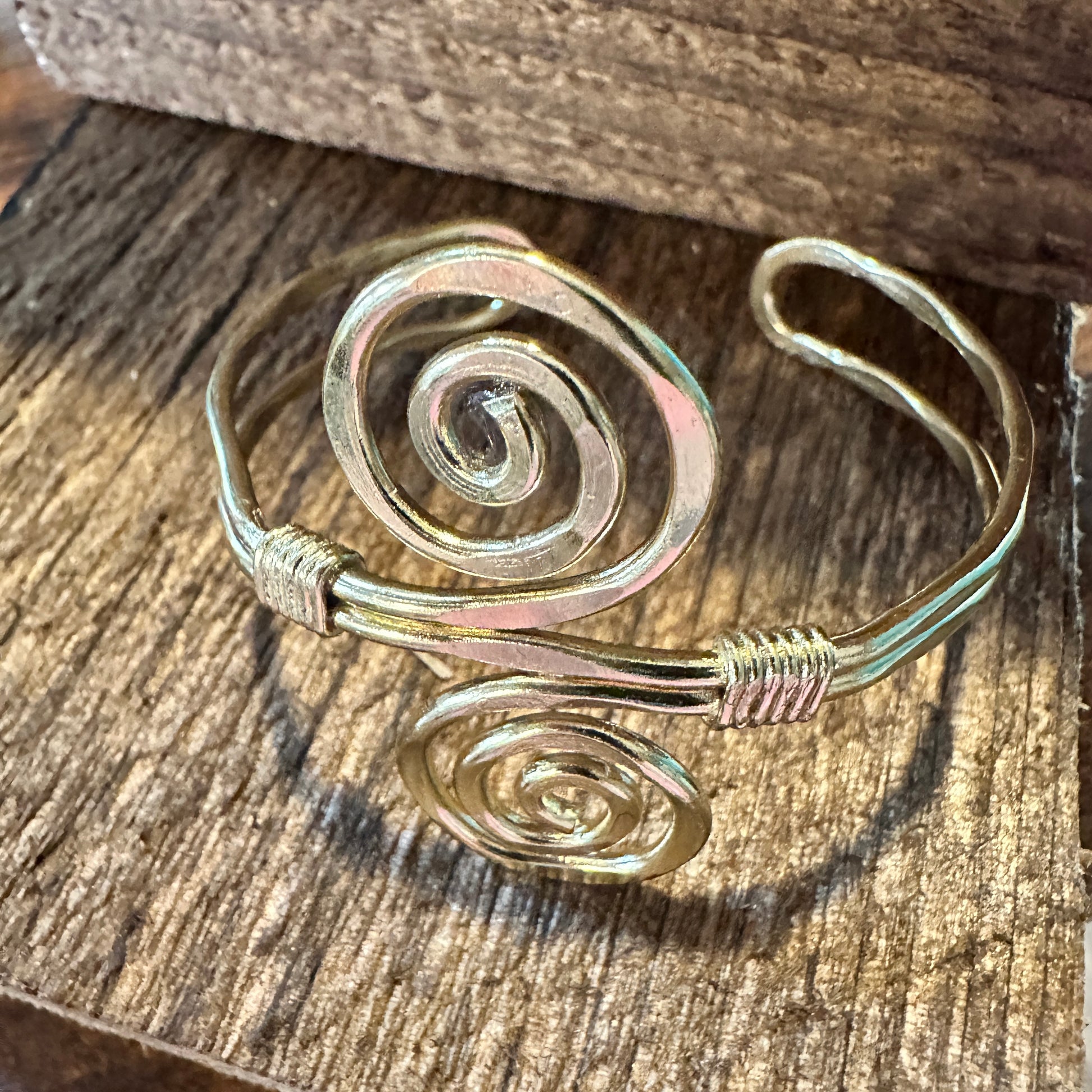 Handcrafted Boho Gold Plated Adjustable Cuff Bracelet - Narrow S Spiral - Gift BoxHandcrafted Boho Gold Plated Adjustable Cuff Bracelet - Narrow S Spiral - Gift Box - Premium cuff bangle from Silver Elegant - Just $20! Shop now at Silver Elegant