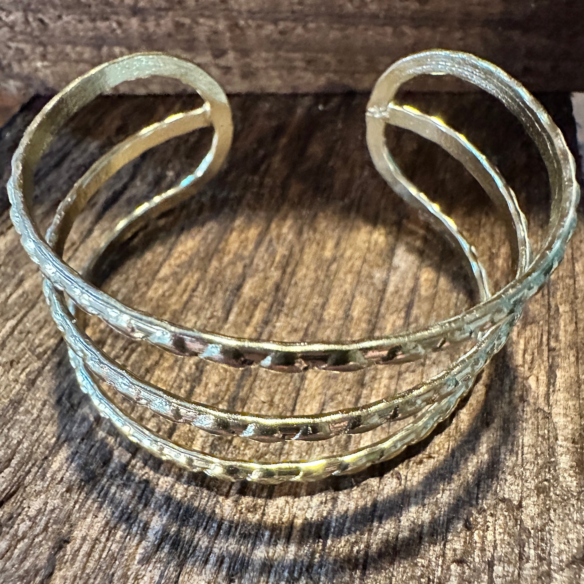 Handcrafted Boho Gold Plated Adjustable Cuff Bracelet - 3 Textured Bandsl - Gift BoxHandcrafted Boho Gold Plated Adjustable Cuff Bracelet - 3 Textured Bandsl - Gift Box - Premium cuff bangle from Silver Elegant - Just $20! Shop now at Silver Elegant