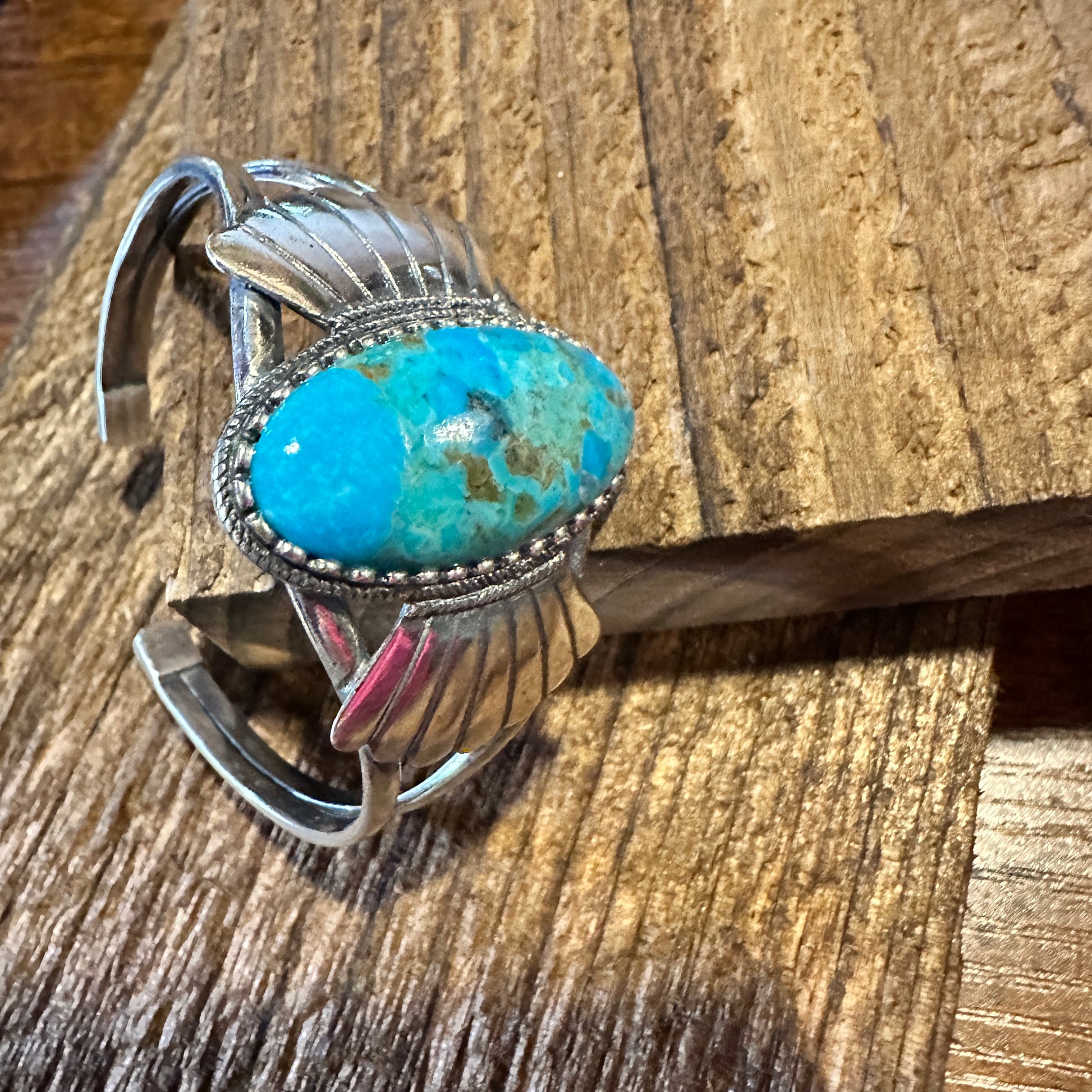 Native American Turquoise Winged Abedabun Sterling Silver Cuff Bracelet in Gift Box - Silver Elegant