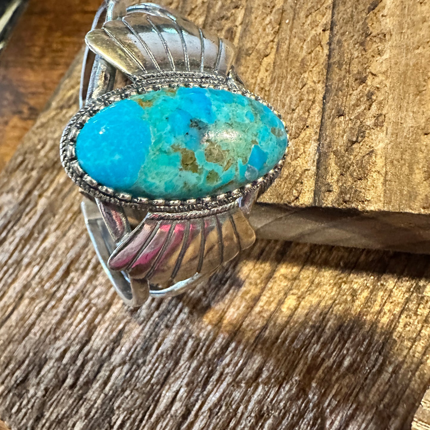 Native American Turquoise Winged Abedabun Sterling Silver Cuff Bracelet in Gift Box - Silver Elegant