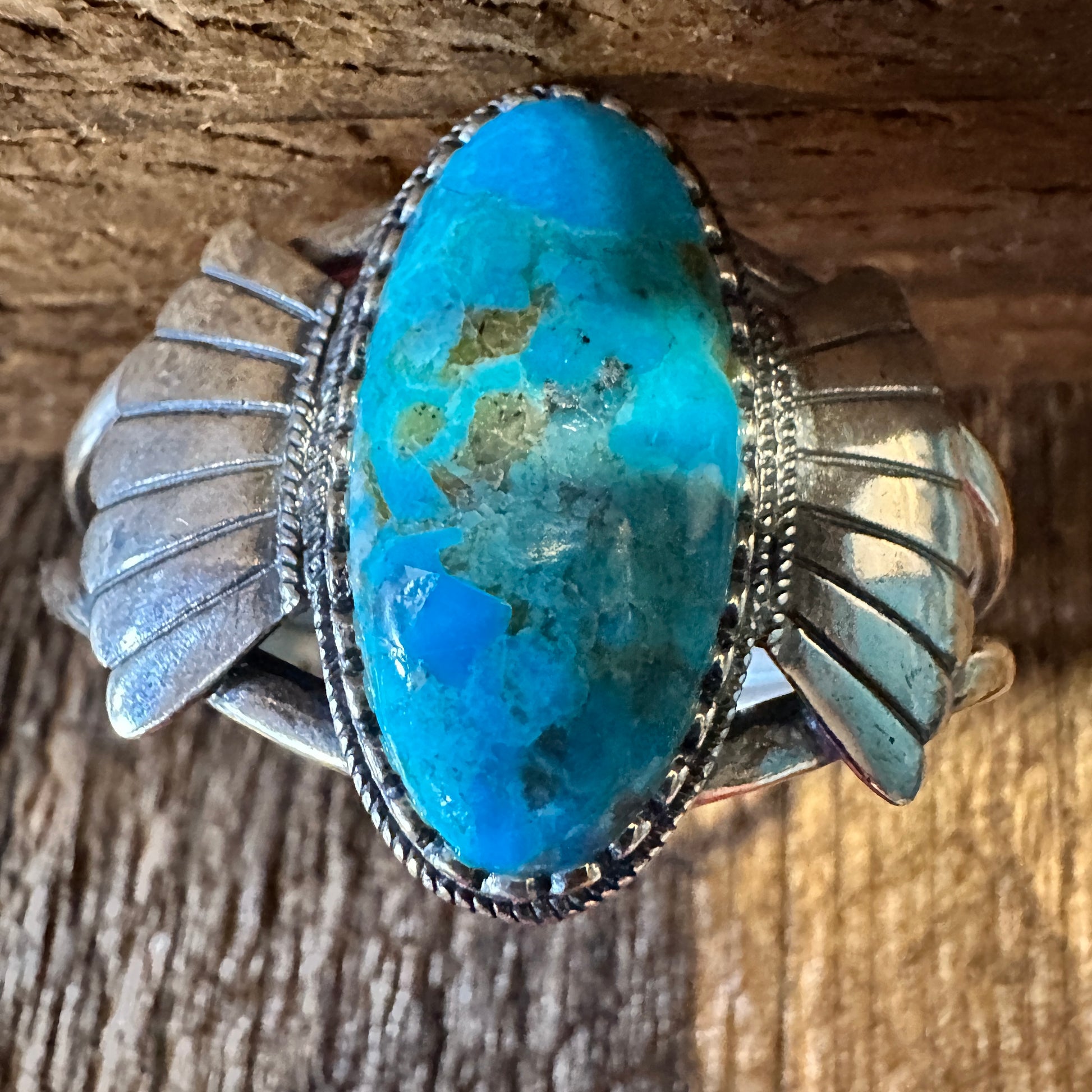 Native American Turquoise Winged Abedabun Sterling Silver Cuff Bracelet in Gift Box - Silver Elegant