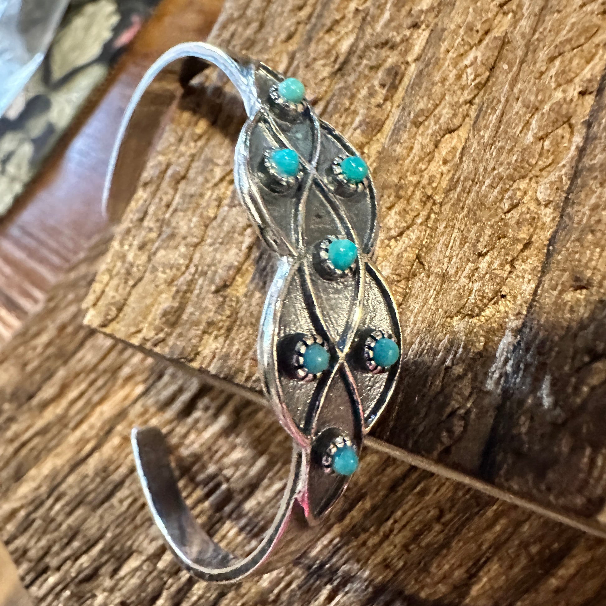 Native American Lucia Turquoise Adjustable Cuff Bracelet in Sterling Silver, Comes in Gift Box - Silver Elegant