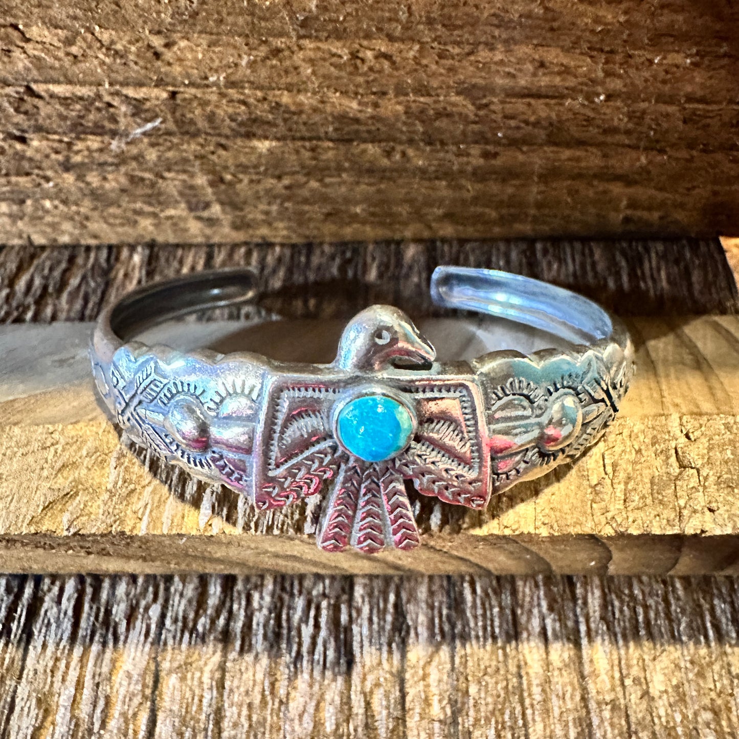 Native American Navajo Thunderbird Turquoise Cuff Bracelet, Genuine Sterling Silver & Turquoise Stone, Gift BoxNative American Navajo Thunderbird Turquoise Cuff Bracelet, Genuine Sterling Silver & Turquoise Stone, Gift Box - Premium cuff bangle from Silver Elegant - Just $168! Shop now at Silver Elegant