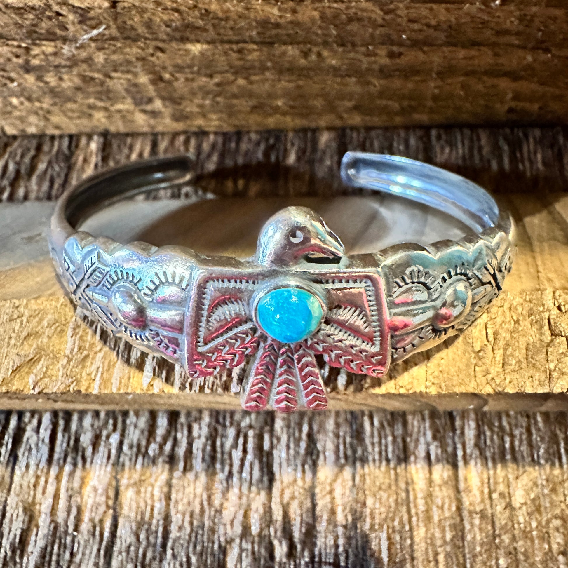 Native American Navajo Thunderbird Turquoise Cuff Bracelet, Genuine Sterling Silver & Turquoise Stone, Gift BoxNative American Navajo Thunderbird Turquoise Cuff Bracelet, Genuine Sterling Silver & Turquoise Stone, Gift Box - Premium cuff bangle from Silver Elegant - Just $168! Shop now at Silver Elegant