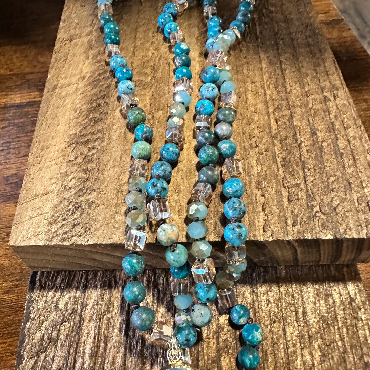 Bohemian Natural Stone Glass Knot Pendant Necklace, Teal Drop Pendant , Gift BoxBohemian Natural Stone Glass Knot Pendant Necklace, Teal Drop Pendant , Gift Box - Premium Pendant Necklace from Silver Elegant - Just $29! Shop now at Silver Elegant