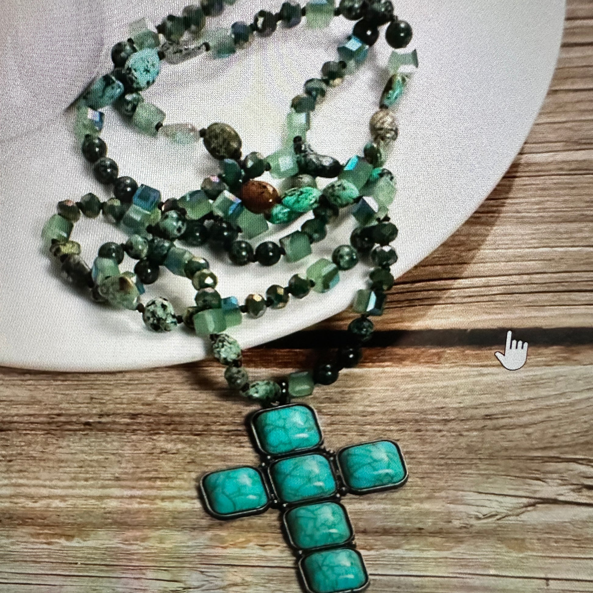 Bohemian Style Boho Turquoise Natural Green & Blue Stone Glass Knot Necklace, Square Cross Pendant, Gift BoxBohemian Style Boho Turquoise Natural Green & Blue Stone Glass Knot Necklace, Square Cross Pendant, Gift Box - Premium Pendant Necklace from Silver Elegant - Just $29! Shop now at Silver Elegant