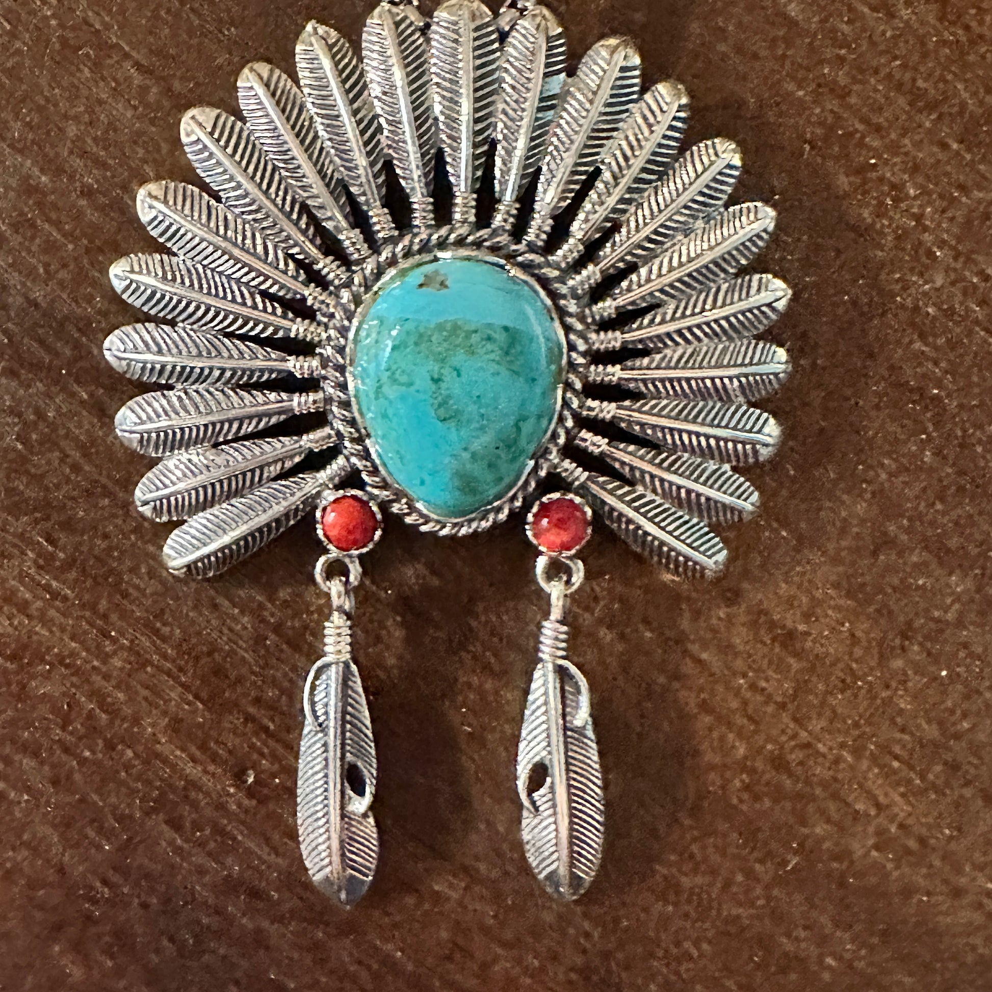 Native American Navajo Headdress Turquoise Necklace, Genuine Sterling Silver & Turquoise Stone, Gift BoxNative American Navajo Headdress Turquoise Necklace, Genuine Sterling Silver & Turquoise Stone, Gift Box - Premium Pendant Necklace from Silver Elegant - Just $155! Shop now at Silver Elegant