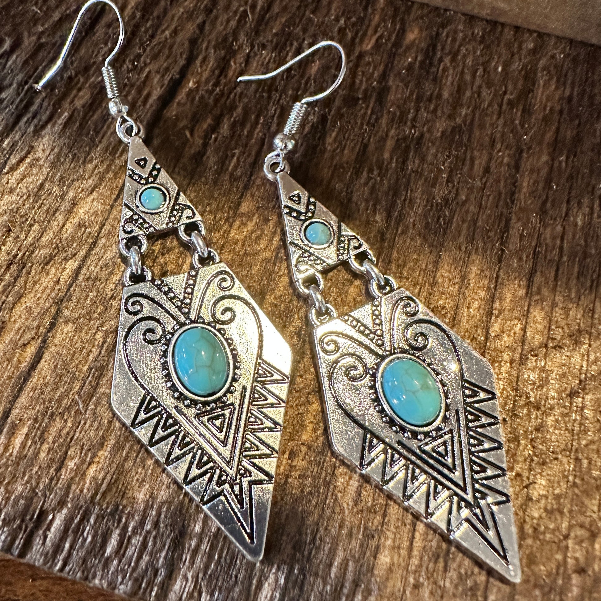 Southwestern Boho Vintage Droplet Dangle Earrings, Turquoise Stone, Gift BoxSouthwestern Boho Vintage Droplet Dangle Earrings, Turquoise Stone, Gift Box - Premium Drop Stud Earring from Silver Elegant - Just $19! Shop now at Silver Elegant